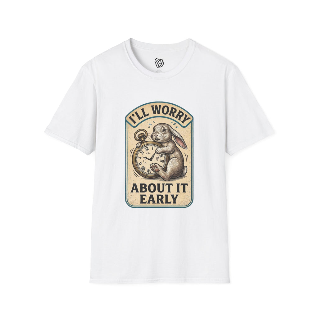 I'll Worry About It Early T-Shirt — Vintage Bunny Holding Clock