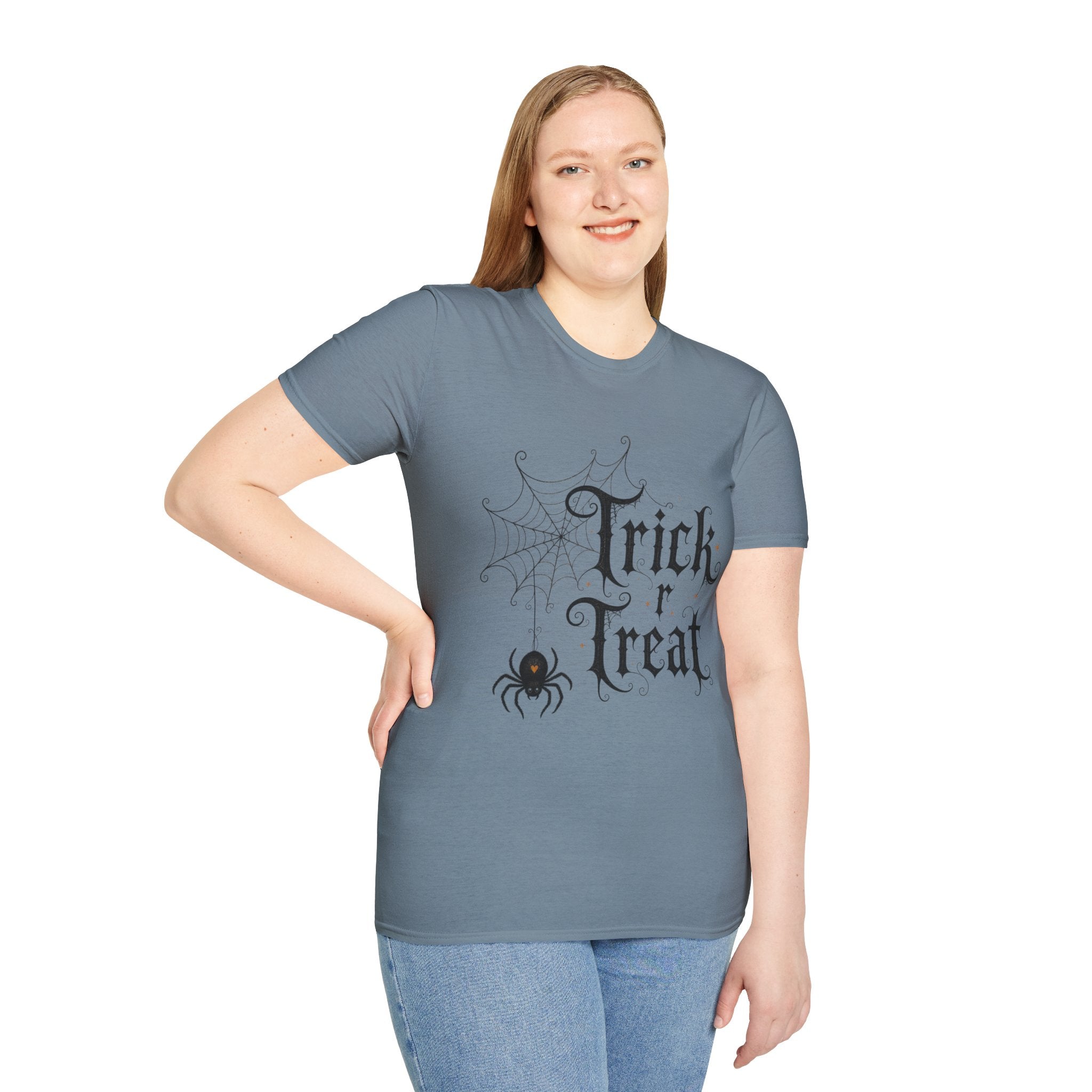 Trick r Treat Halloween T-Shirt — Gothic Spiderweb & Spider Tee