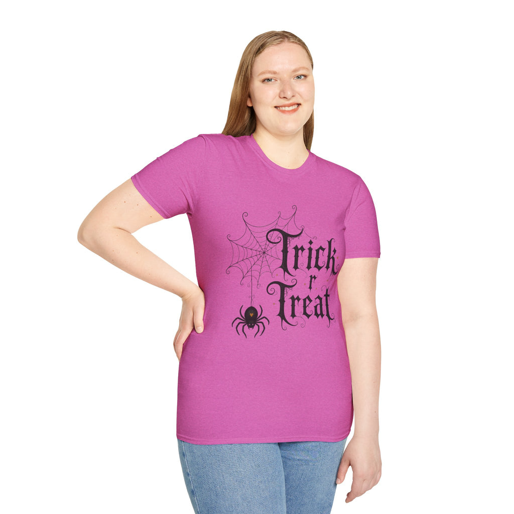 Trick r Treat Halloween T-Shirt — Gothic Spiderweb & Spider Tee