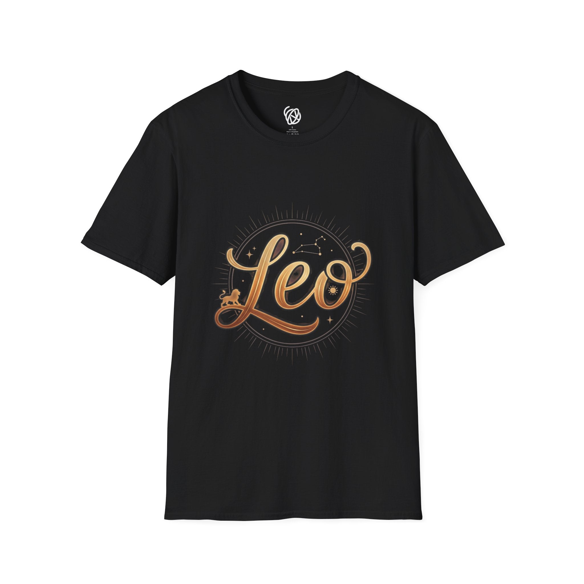 Leo Zodiac T-Shirt — Gold Script Astrology Tee for Leo Season