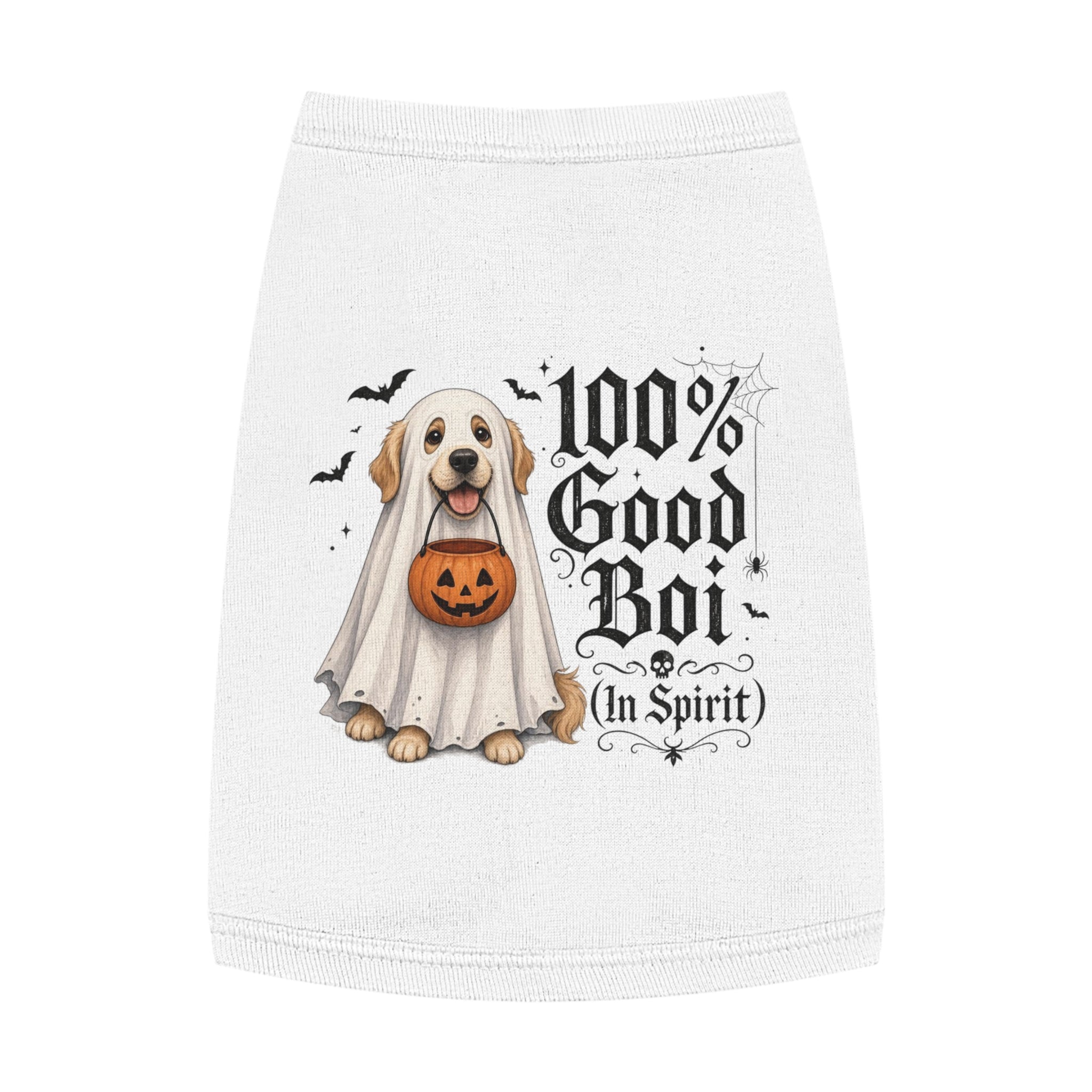 Halloween Pet Tank Top — "100% Good Boi (In Spirit)" Ghost Dog Costume