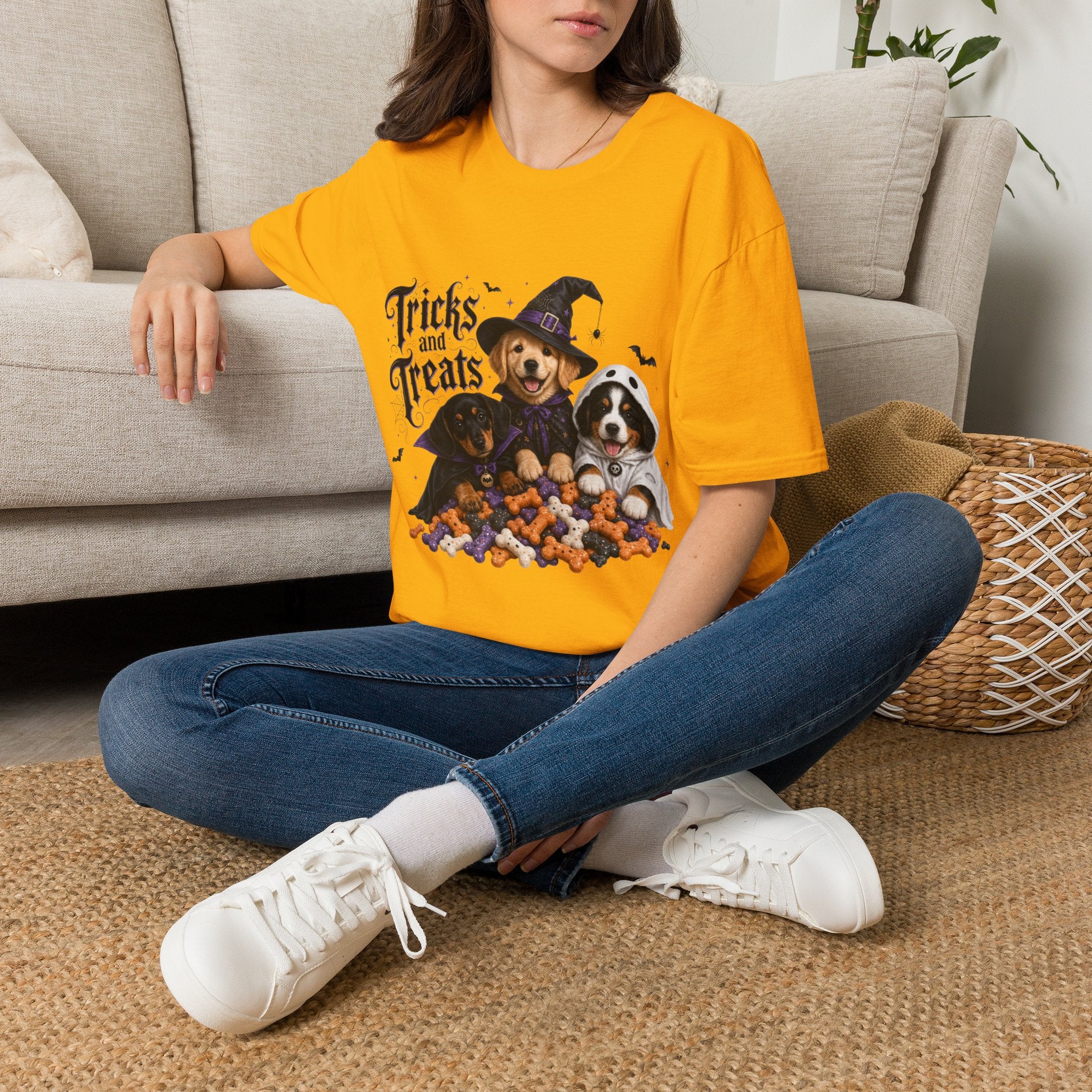 Tricks and Treats Halloween Dog T-Shirt