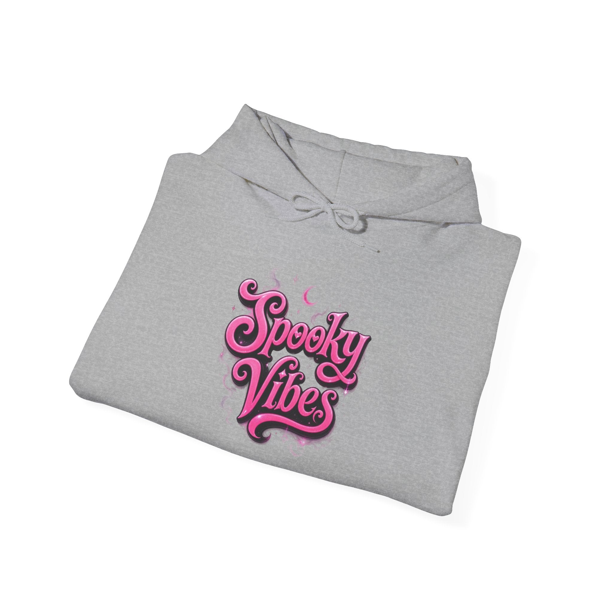 Spooky Vibes Hoodie — Retro Pink Halloween Graphic Sweatshirt