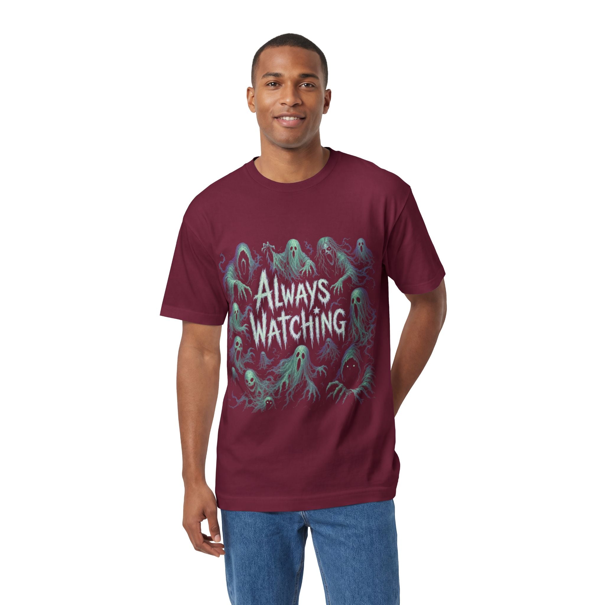 "Always Watching" Ghosts Graphic Tee — Spooky Horror Crewneck