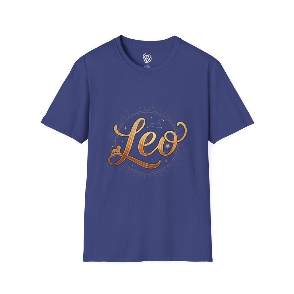 Leo Zodiac T-Shirt — Gold Script Astrology Tee for Leo Season