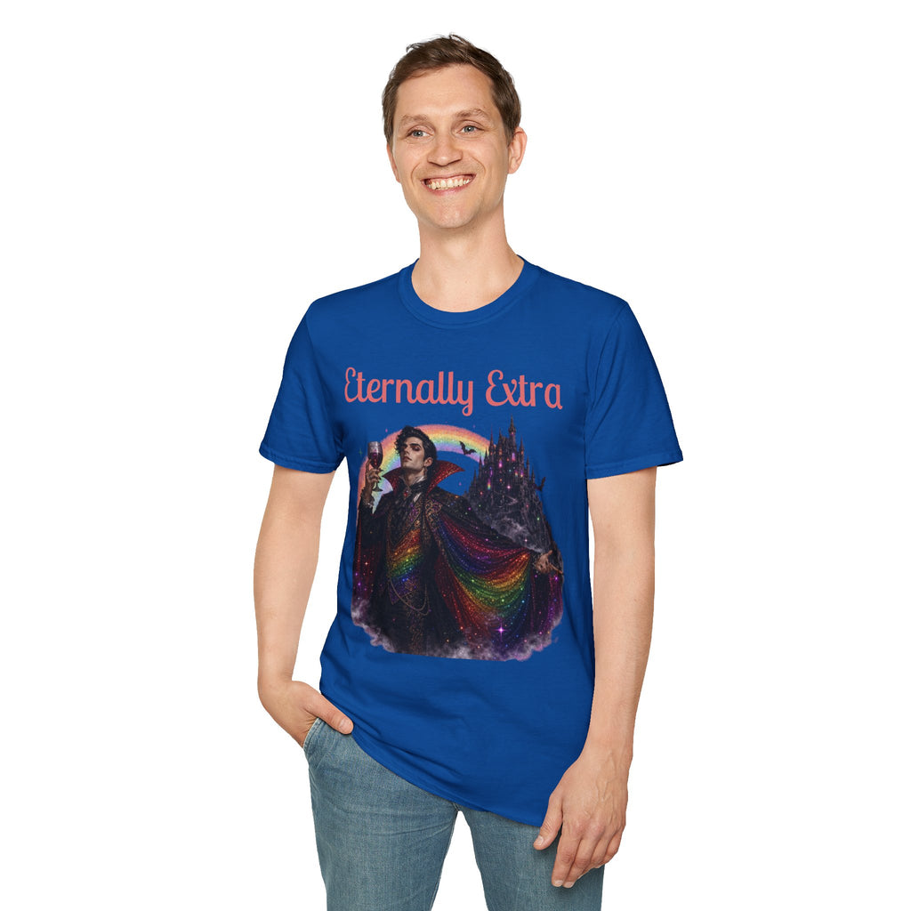 Eternally Extra T-Shirt — Gothic Rainbow Vampire Graphic Tee