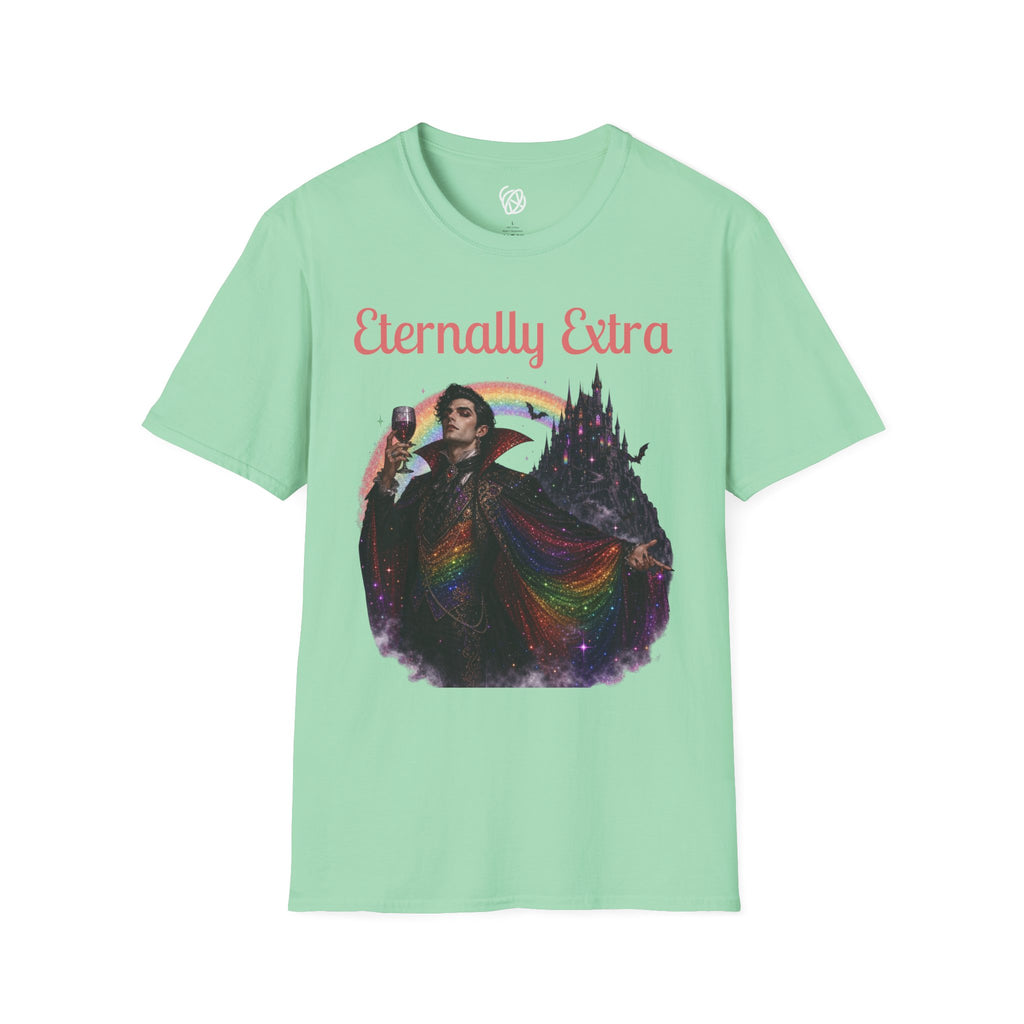 Eternally Extra T-Shirt — Gothic Rainbow Vampire Graphic Tee