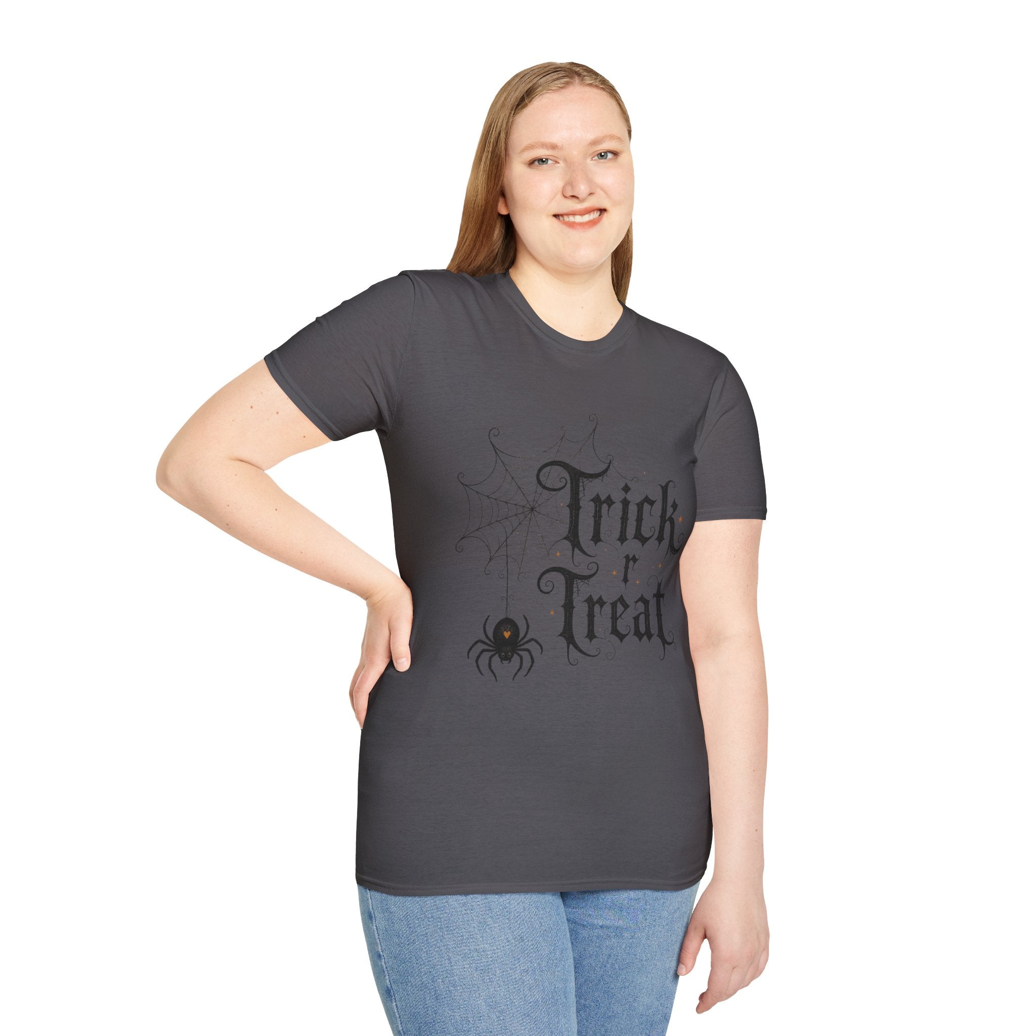 Trick r Treat Halloween T-Shirt — Gothic Spiderweb & Spider Tee