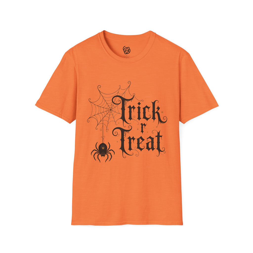 Trick r Treat Halloween T-Shirt — Gothic Spiderweb & Spider Tee