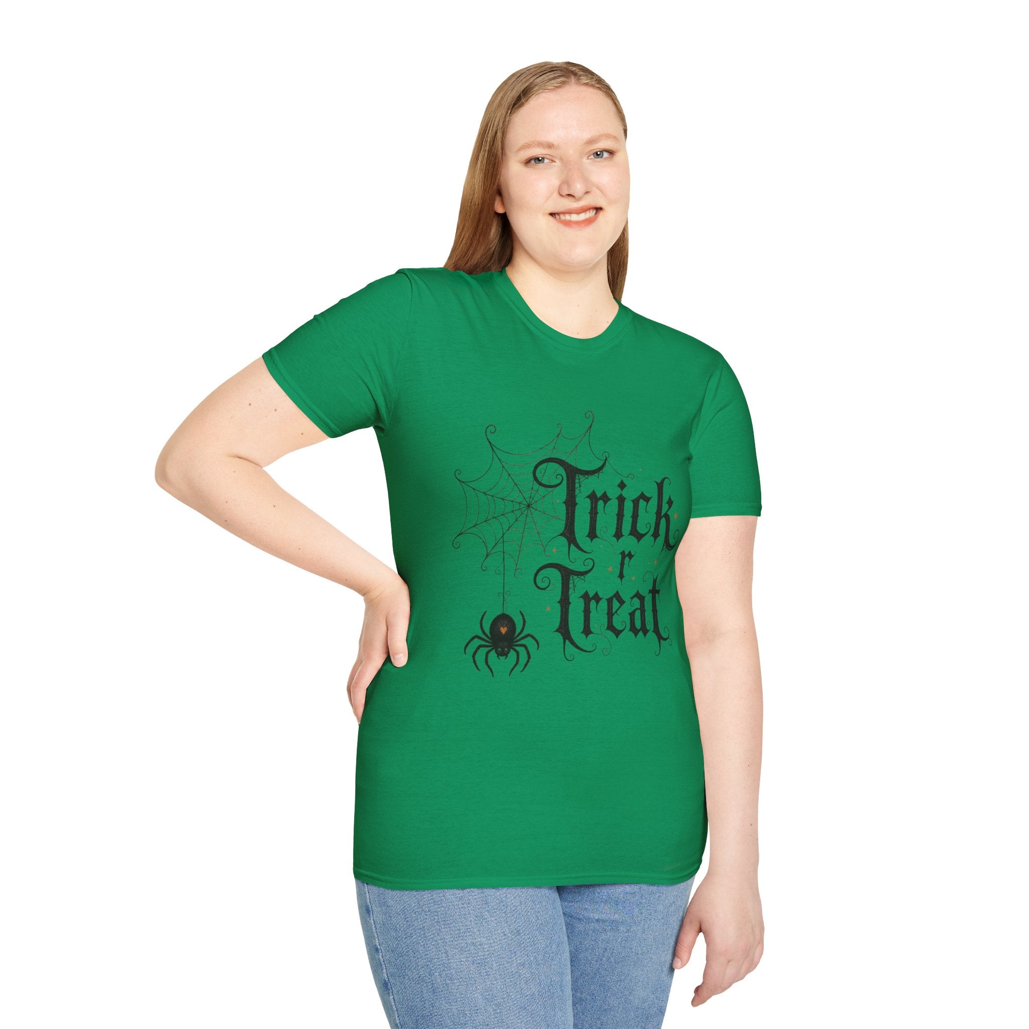 Trick r Treat Halloween T-Shirt — Gothic Spiderweb & Spider Tee