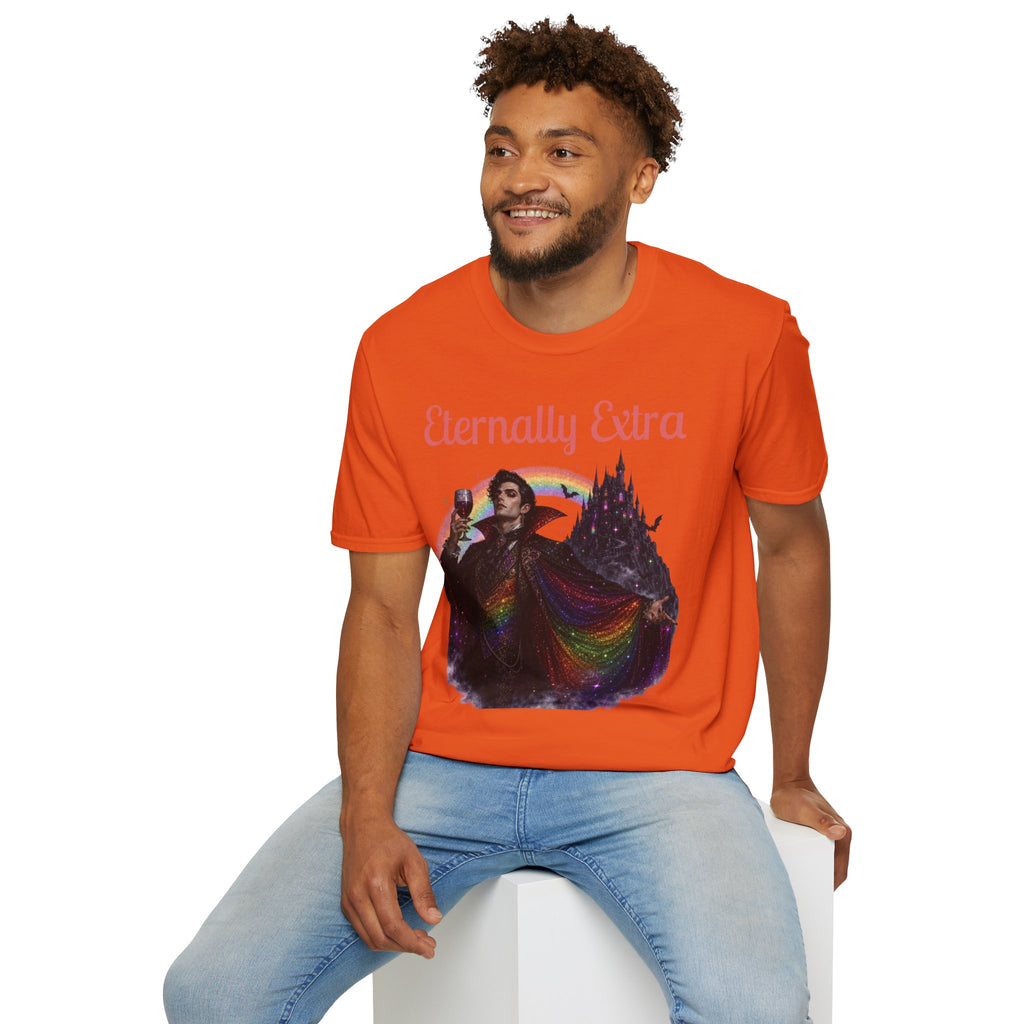 Eternally Extra T-Shirt — Gothic Rainbow Vampire Graphic Tee