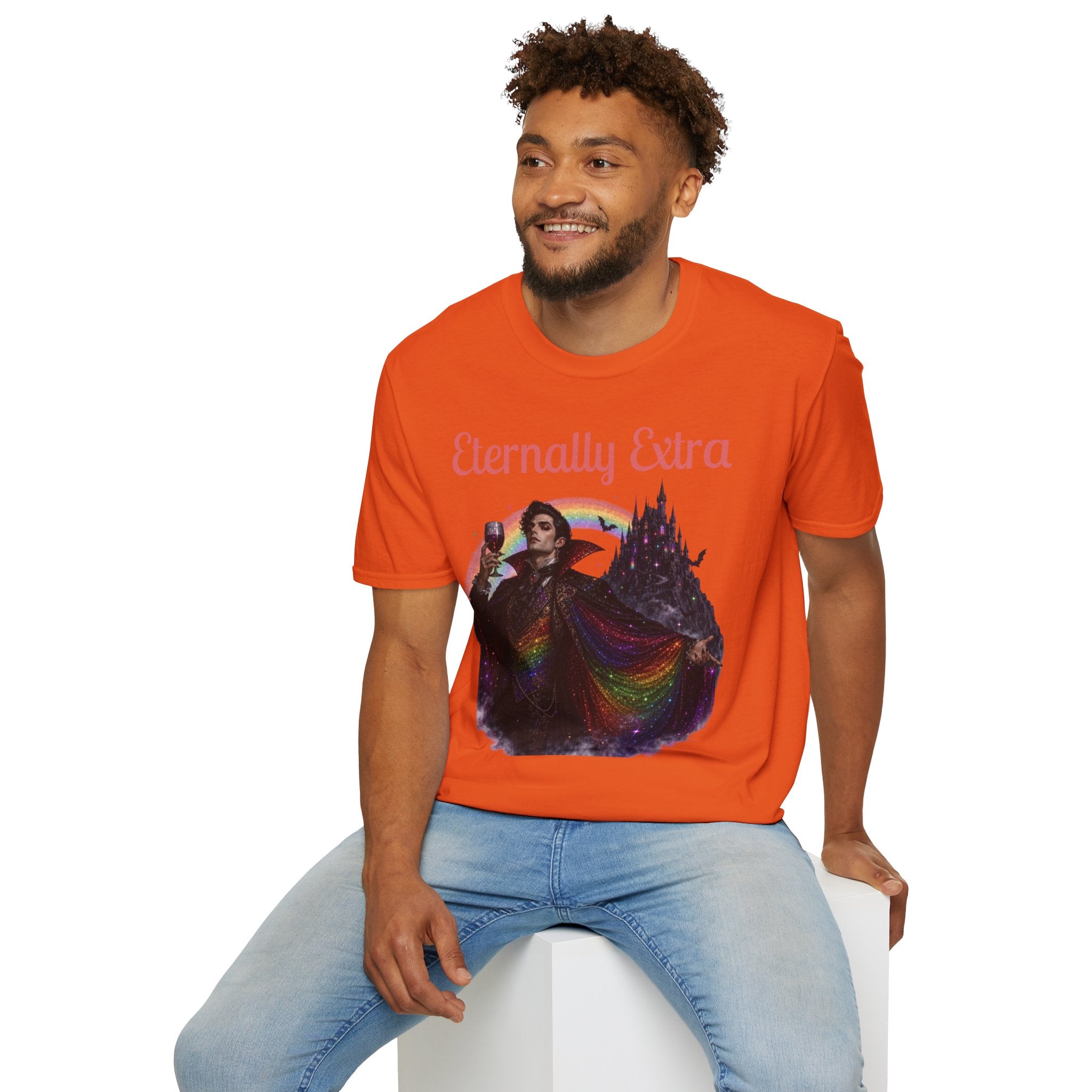 Eternally Extra T-Shirt — Gothic Rainbow Vampire Graphic Tee