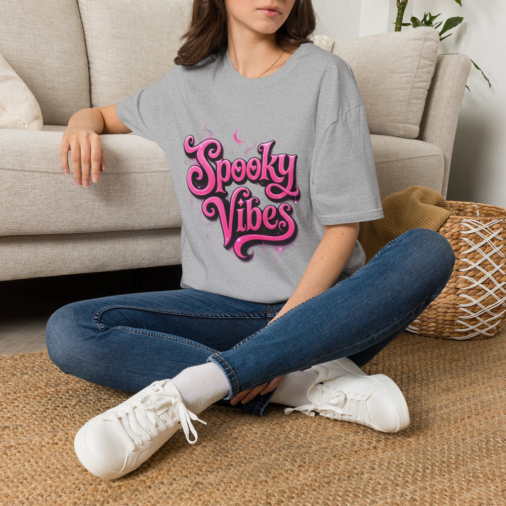 Spooky Vibes T-Shirt — Pink Retro Halloween Graphic Tee
