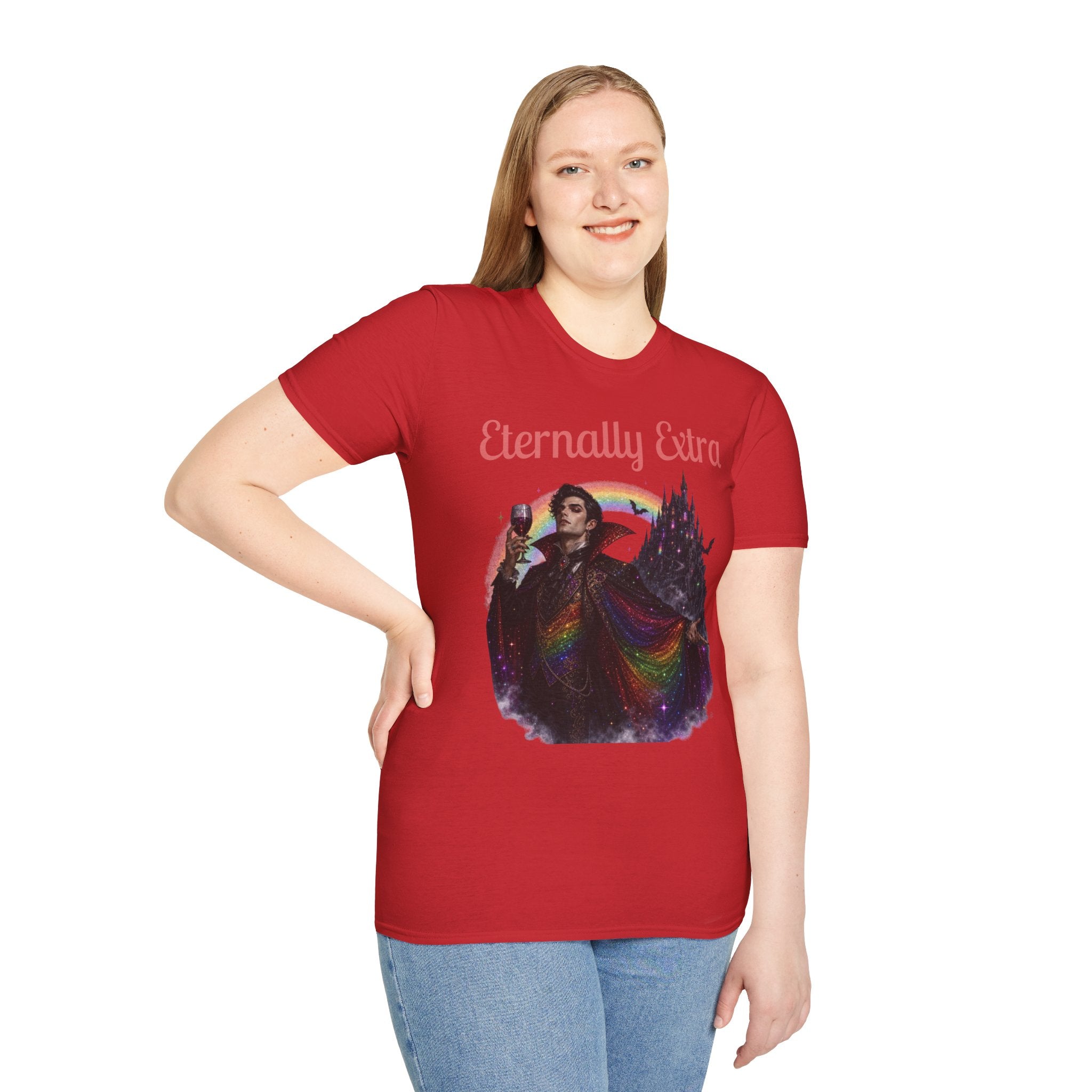 Eternally Extra T-Shirt — Gothic Rainbow Vampire Graphic Tee