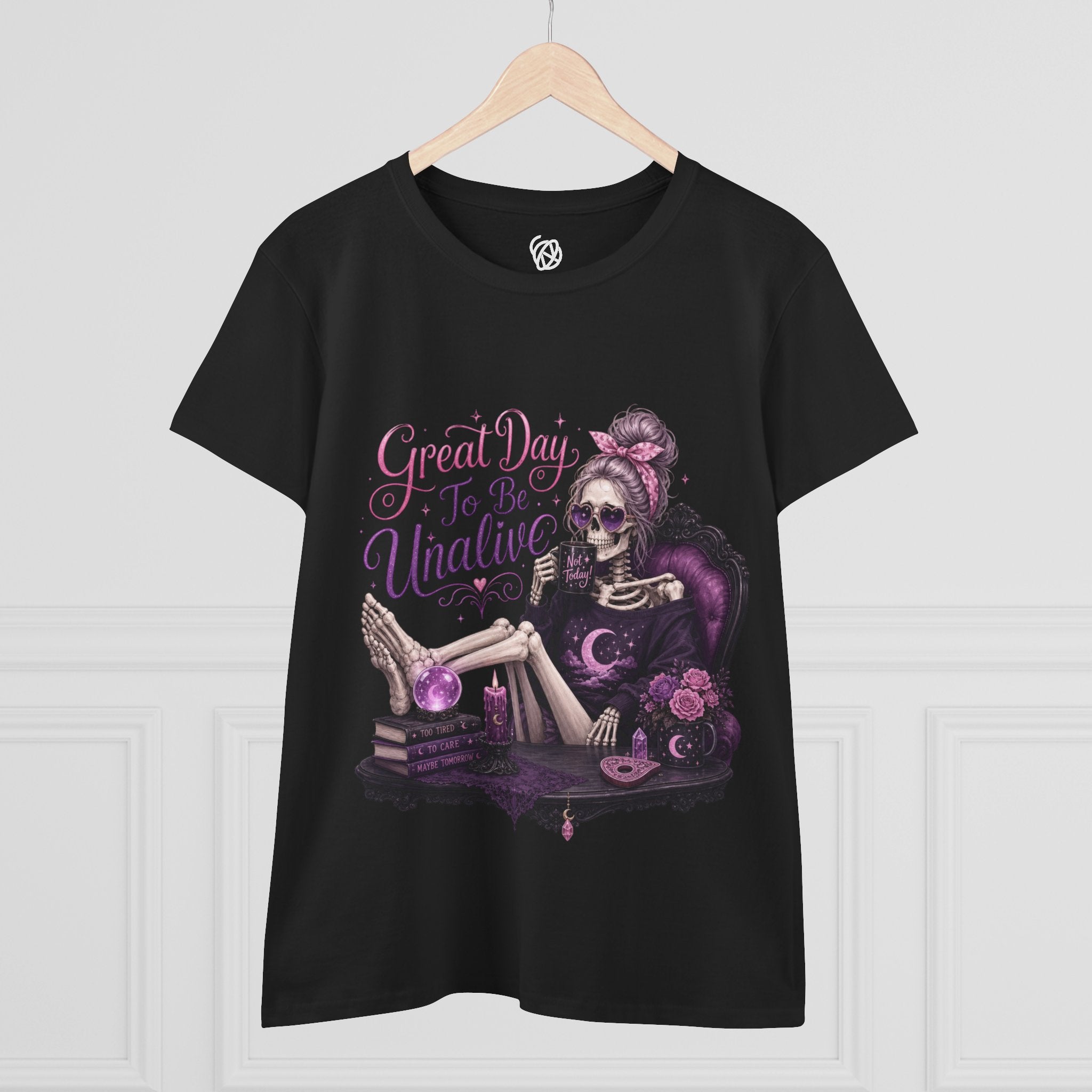 Vintage Gothic Tee — "Great Day To Be Unalive" Skeleton Lounge Shirt