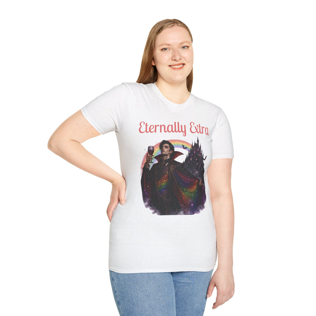 Eternally Extra T-Shirt — Gothic Rainbow Vampire Graphic Tee