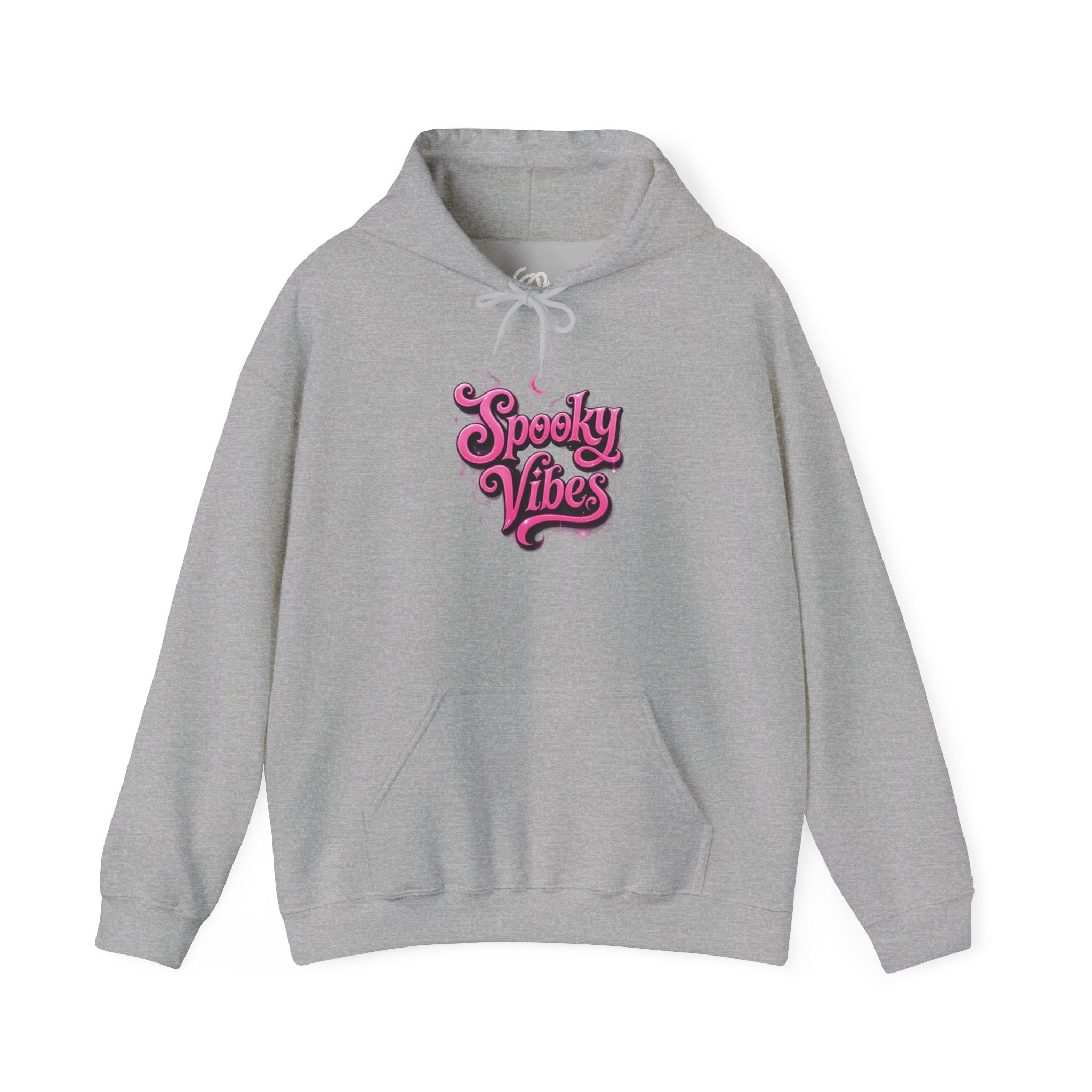 Spooky Vibes Hoodie — Retro Pink Halloween Graphic Sweatshirt