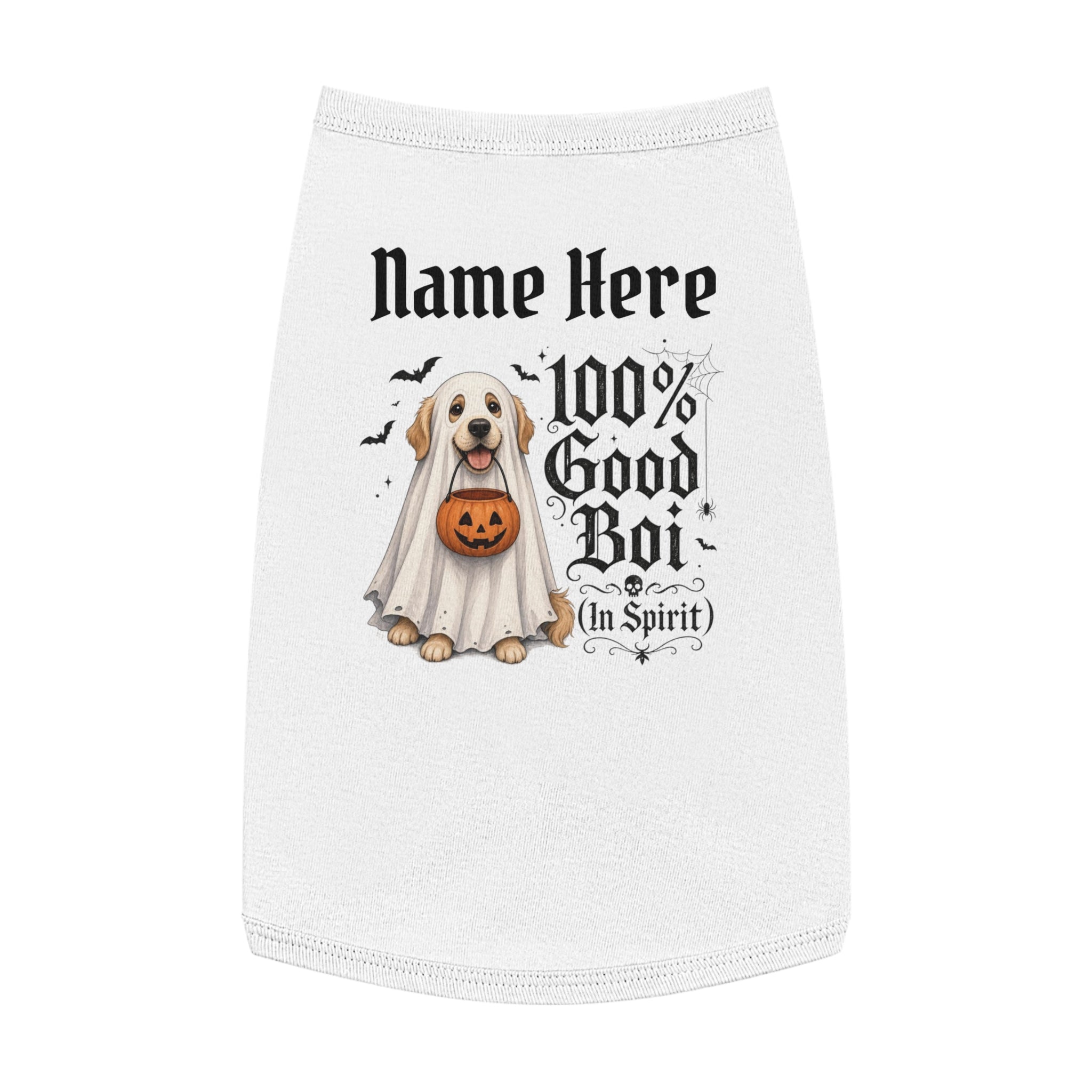 Customizable Halloween Ghost Dog Pet Tank - "100% Good Boi (In Spirit)" Cute Trick-or-Treat Shirt