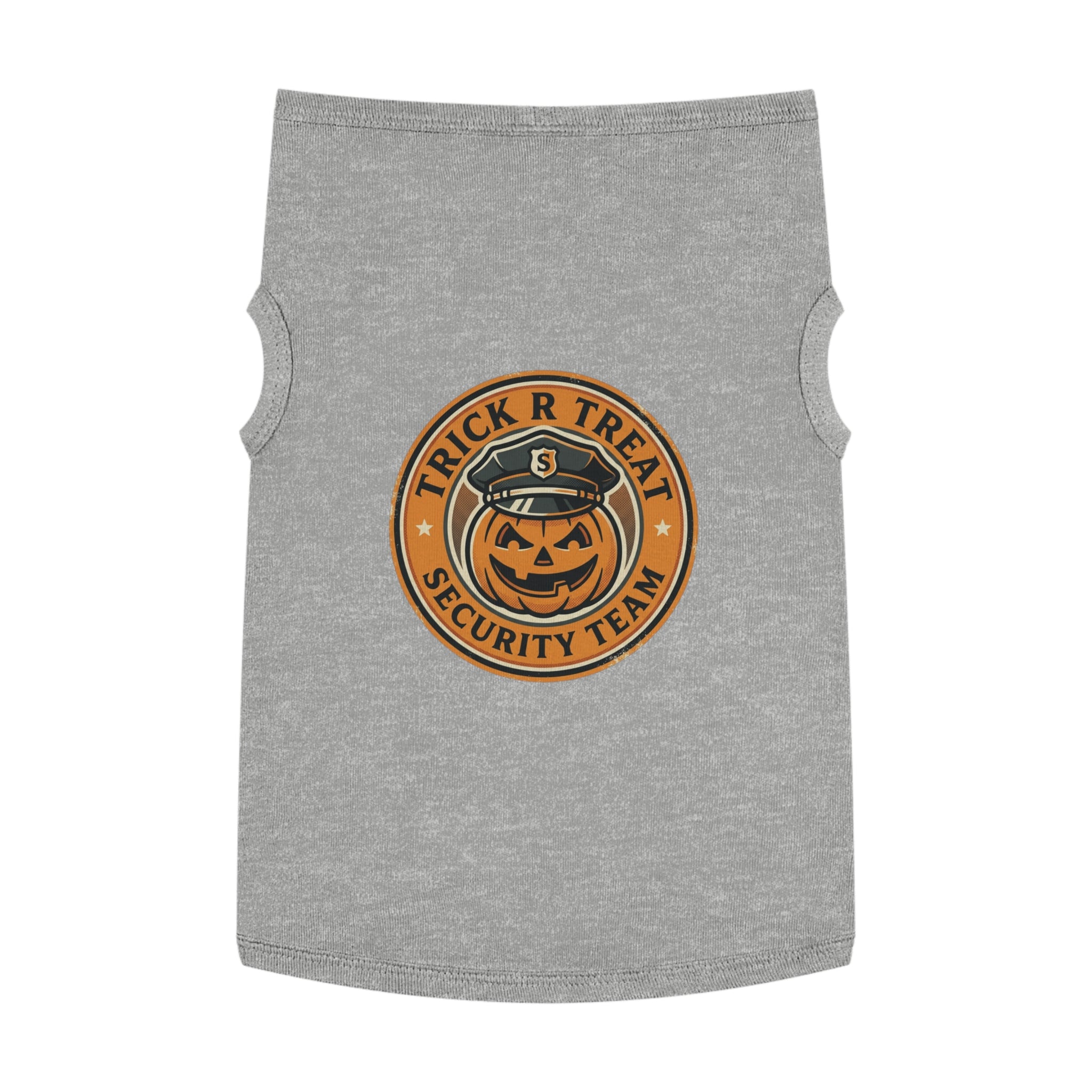 Pet Tank Top — "Trick R Treat Security Team" Halloween Pumpkin Dog Shirt