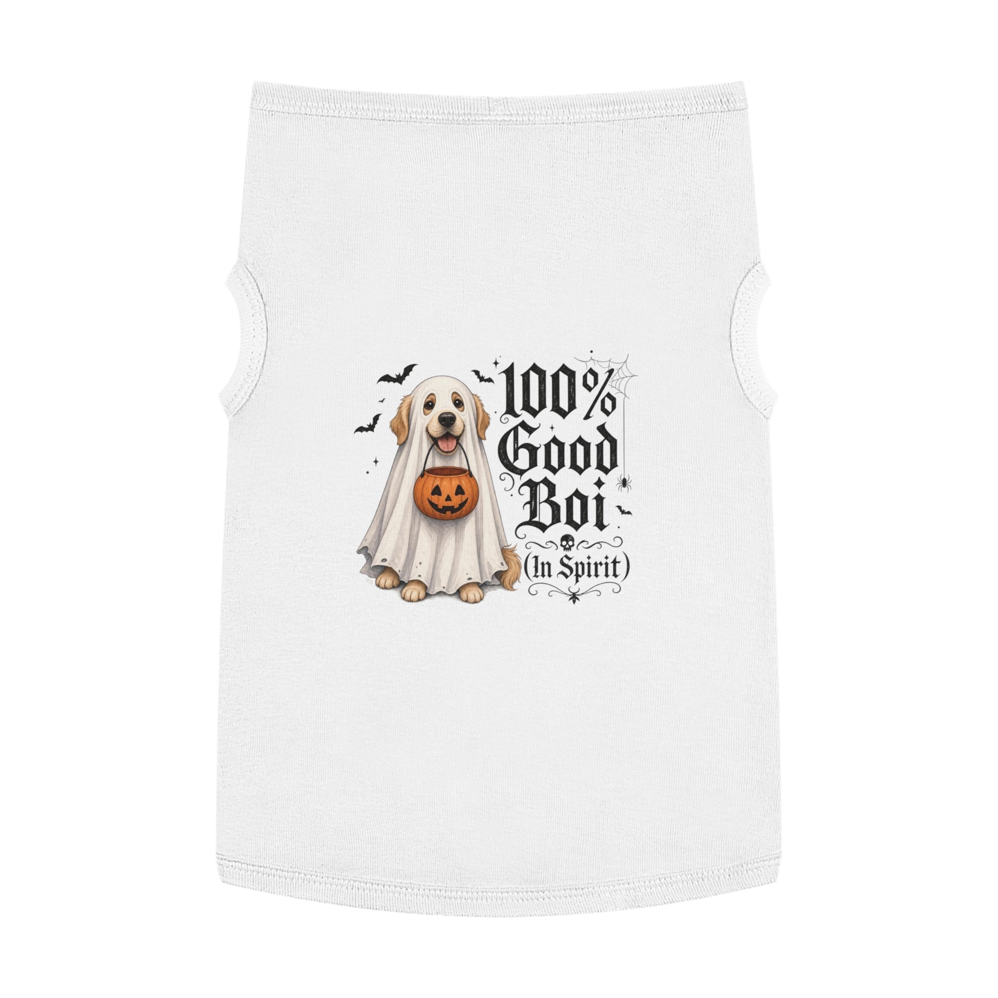 Halloween Pet Tank Top — "100% Good Boi (In Spirit)" Ghost Dog Costume