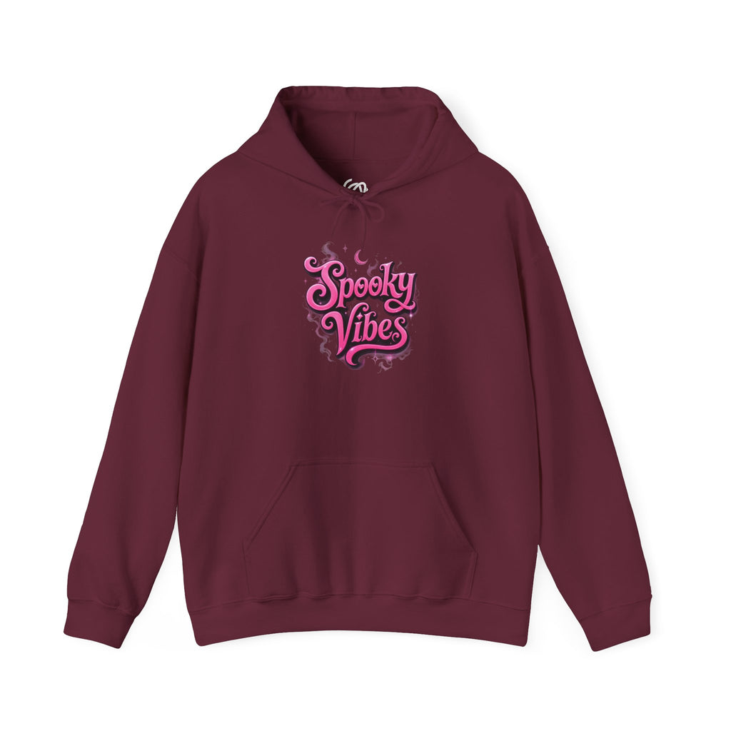 Spooky Vibes Hoodie — Retro Pink Halloween Graphic Sweatshirt