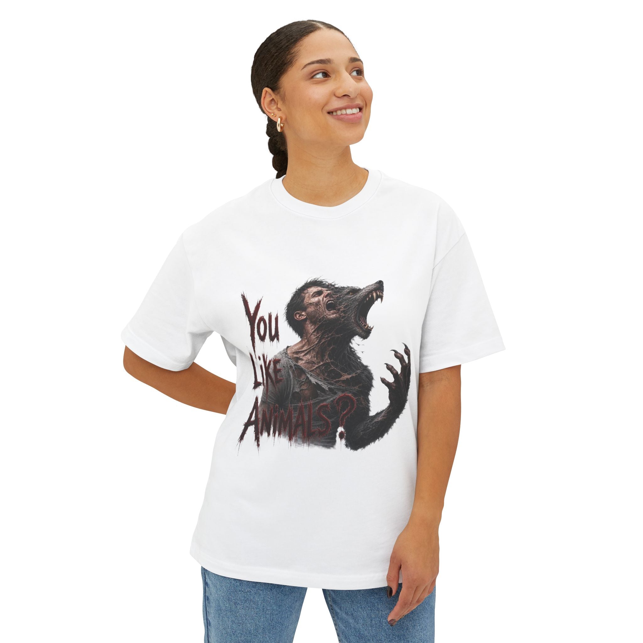 Werewolf Graphic Tee – "You Like Animals" Horror Shirt