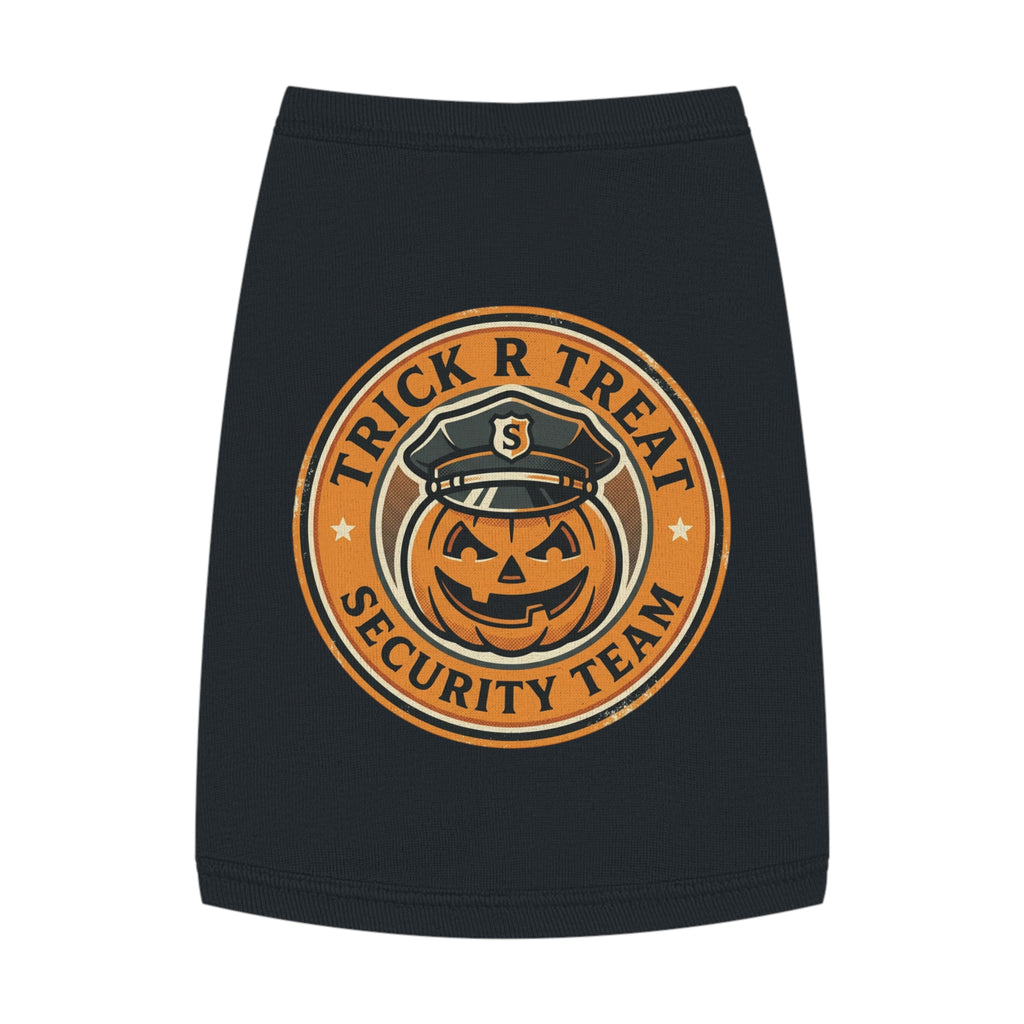 Pet Tank Top — "Trick R Treat Security Team" Halloween Pumpkin Dog Shirt