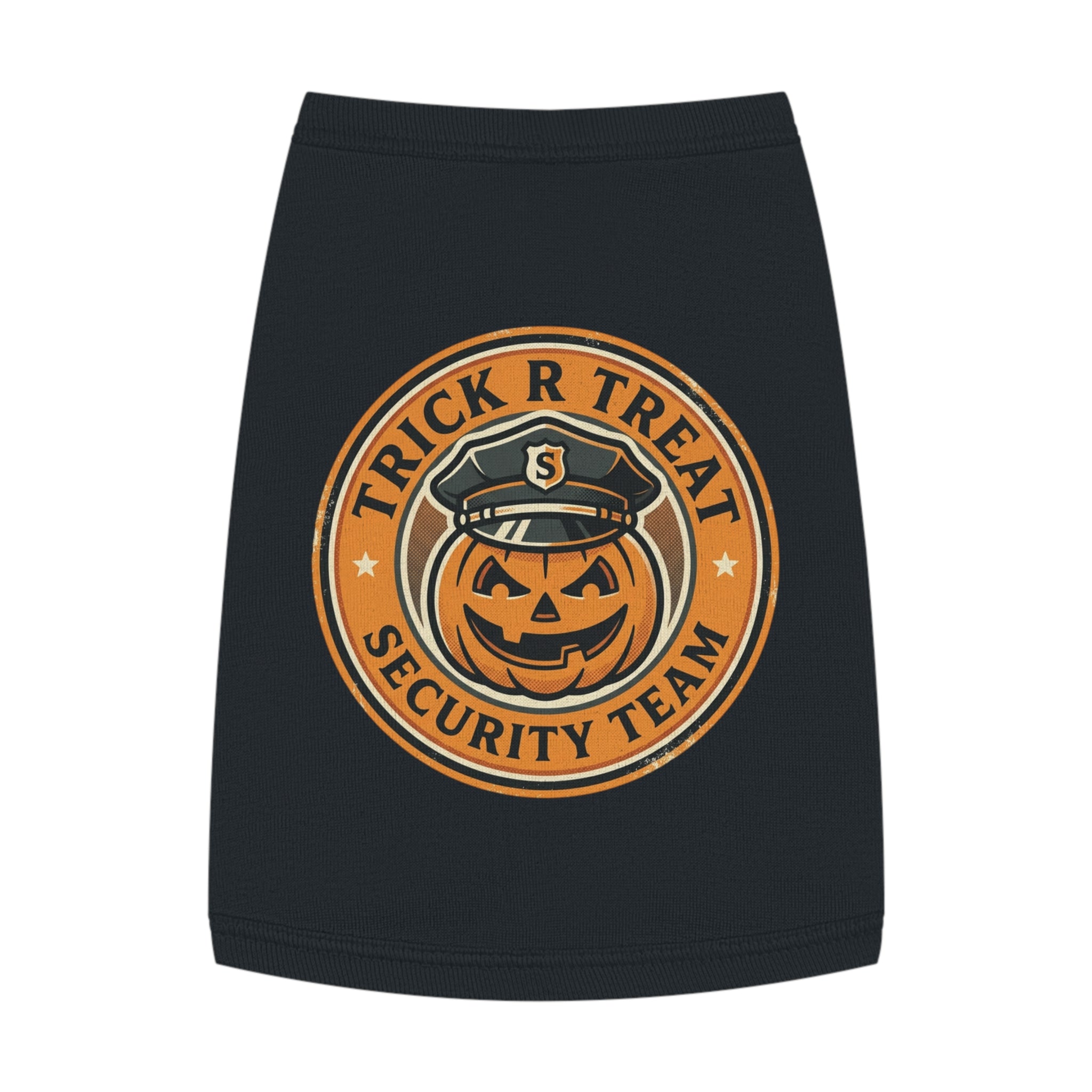 Pet Tank Top — "Trick R Treat Security Team" Halloween Pumpkin Dog Shirt