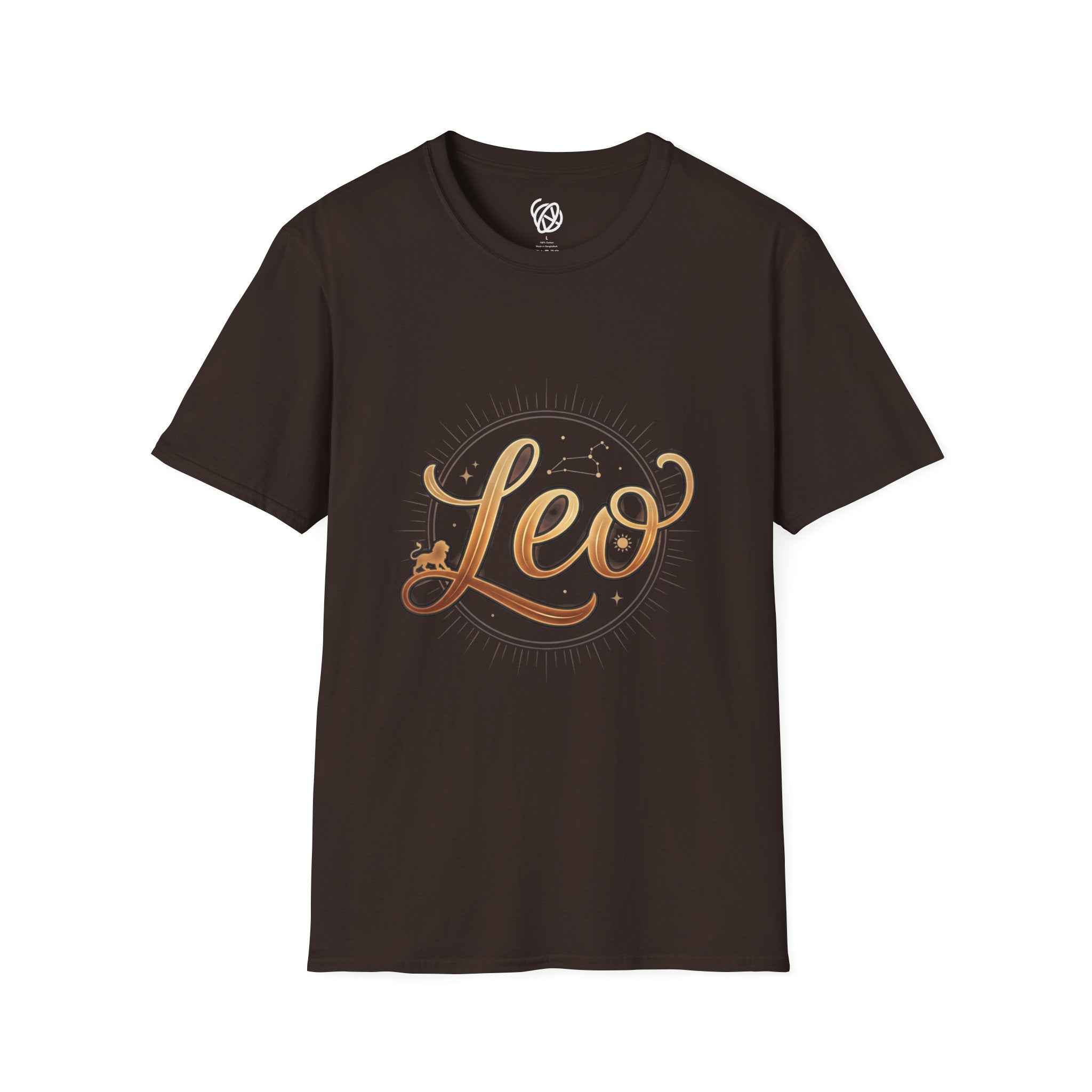 Leo Zodiac T-Shirt — Gold Script Astrology Tee for Leo Season