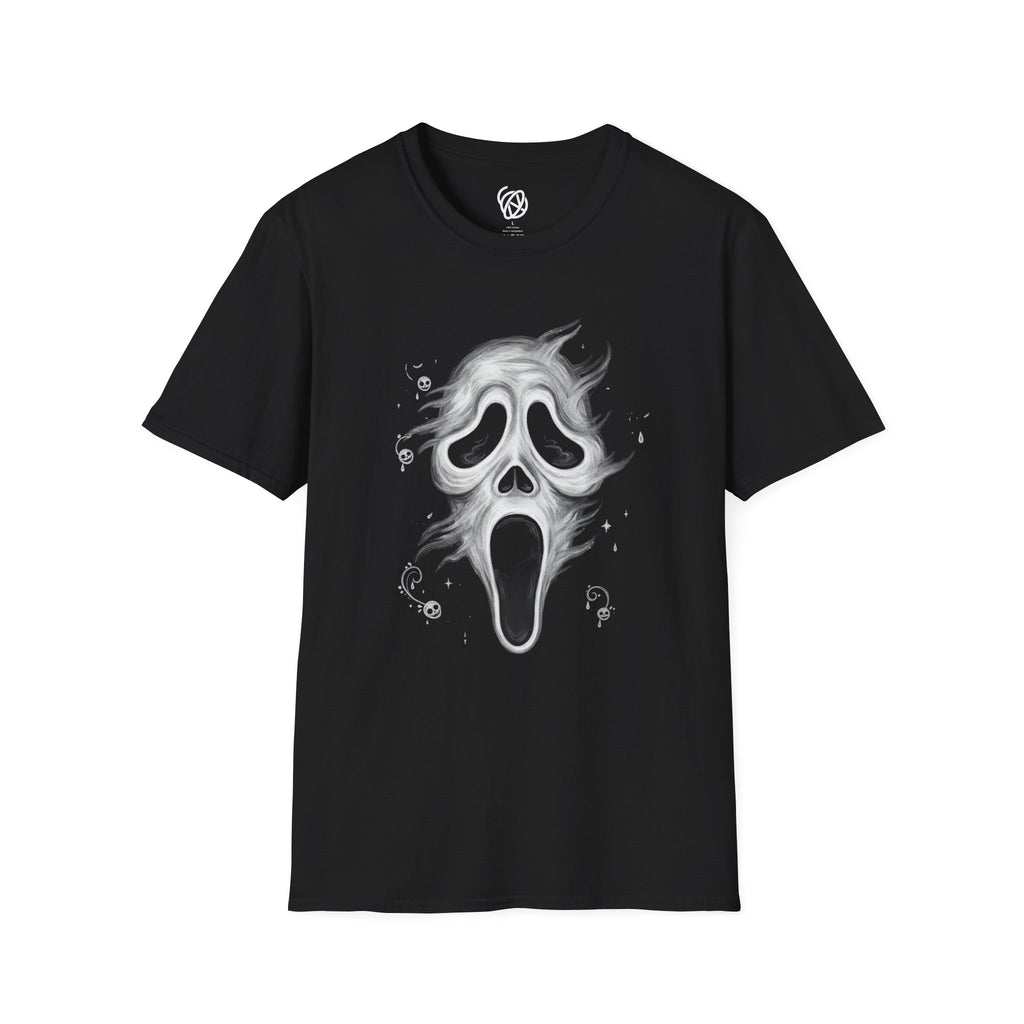 Ghostface Smoke Skull T-Shirt — Spooky Scream Horror Tee for Halloween