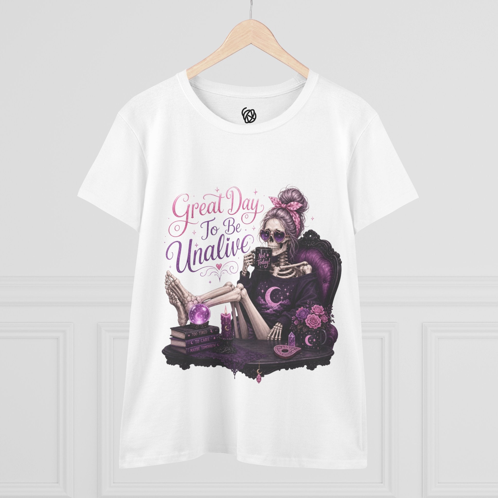 Vintage Gothic Tee — "Great Day To Be Unalive" Skeleton Lounge Shirt