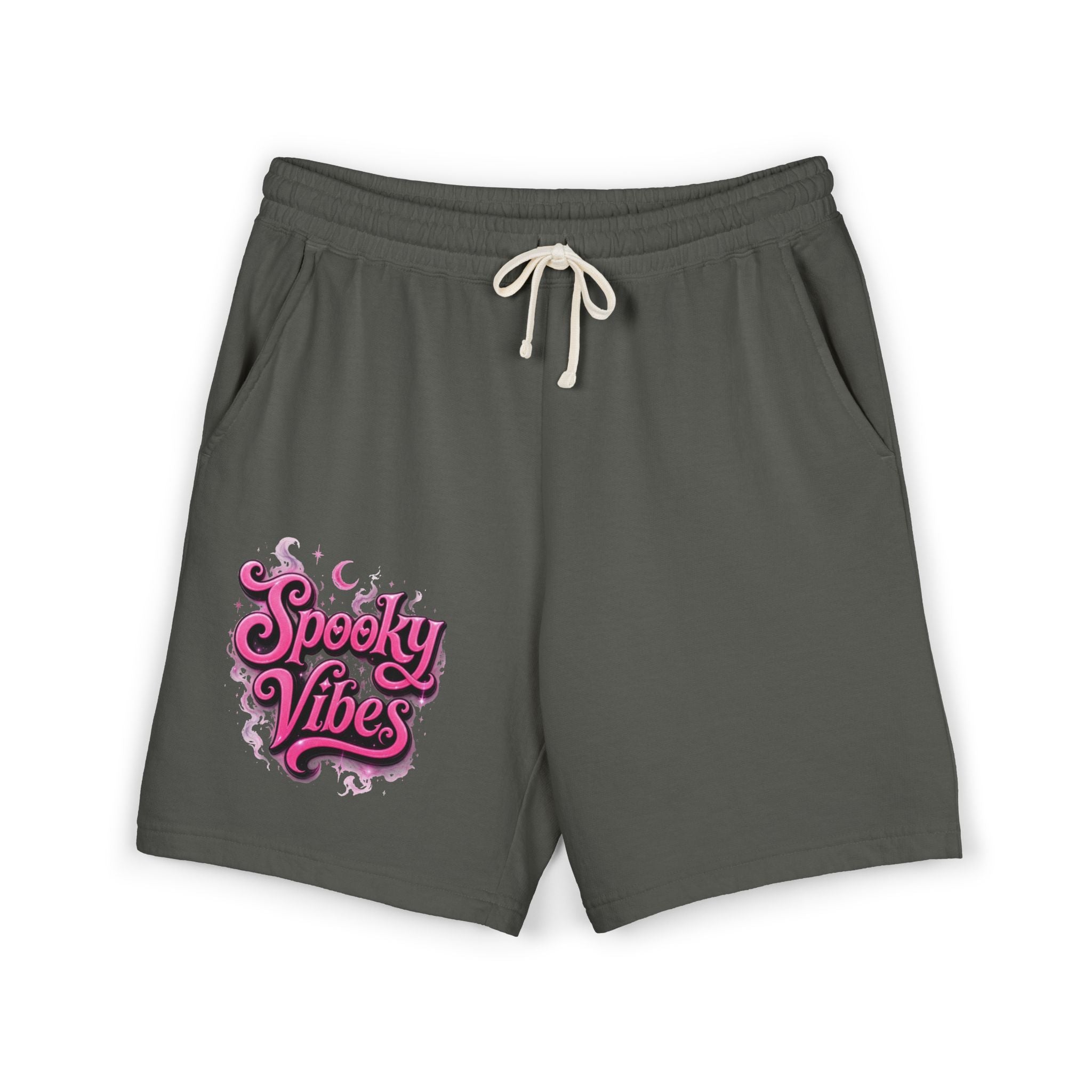 Spooky Vibes Sweat Shorts - Halloween Graphic Fleece Lounge Shorts