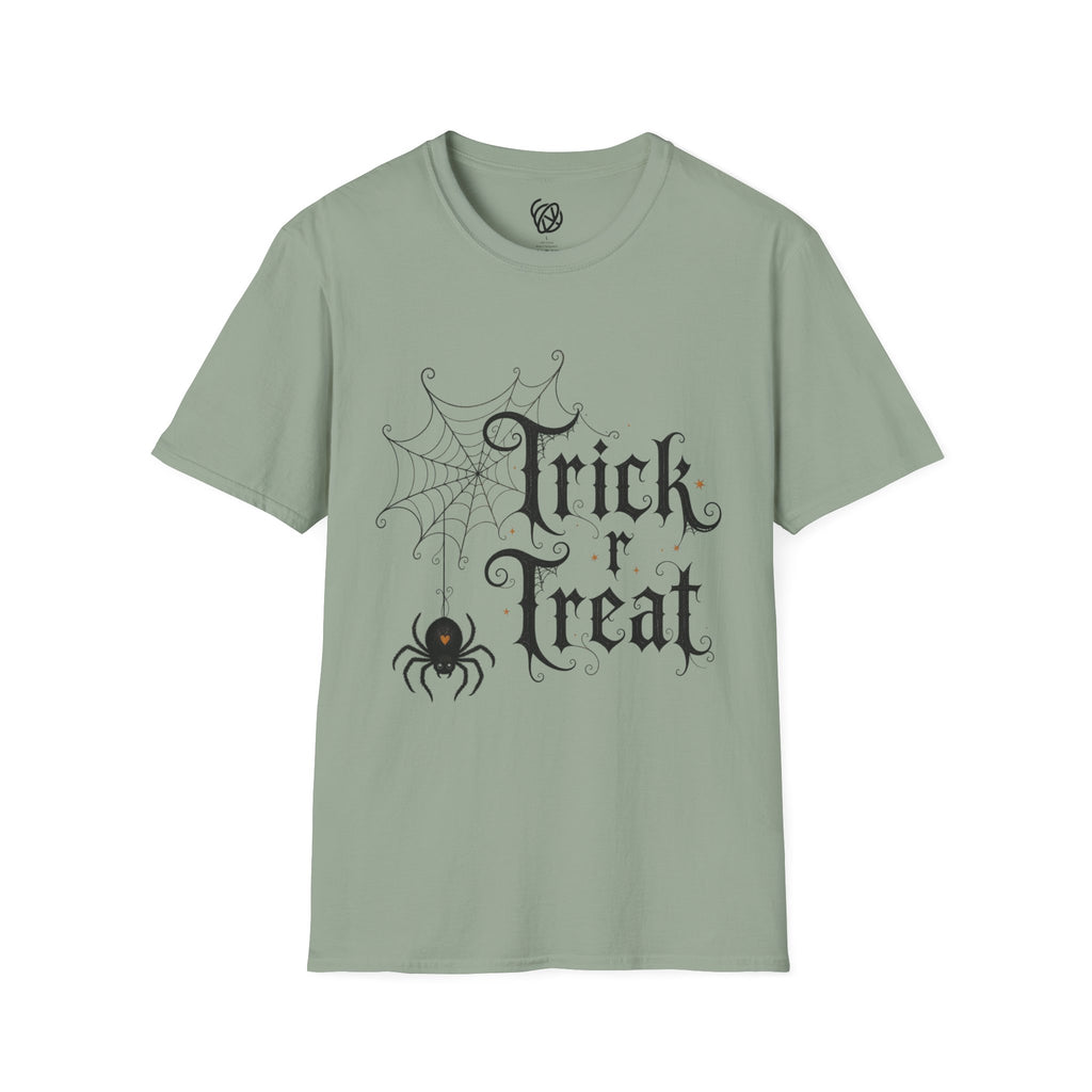 Trick r Treat Halloween T-Shirt — Gothic Spiderweb & Spider Tee