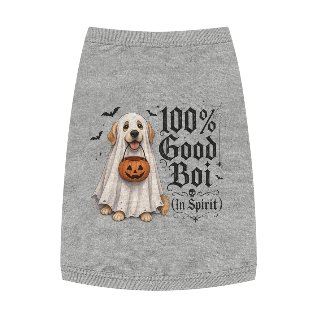 Halloween Pet Tank Top — "100% Good Boi (In Spirit)" Ghost Dog Costume