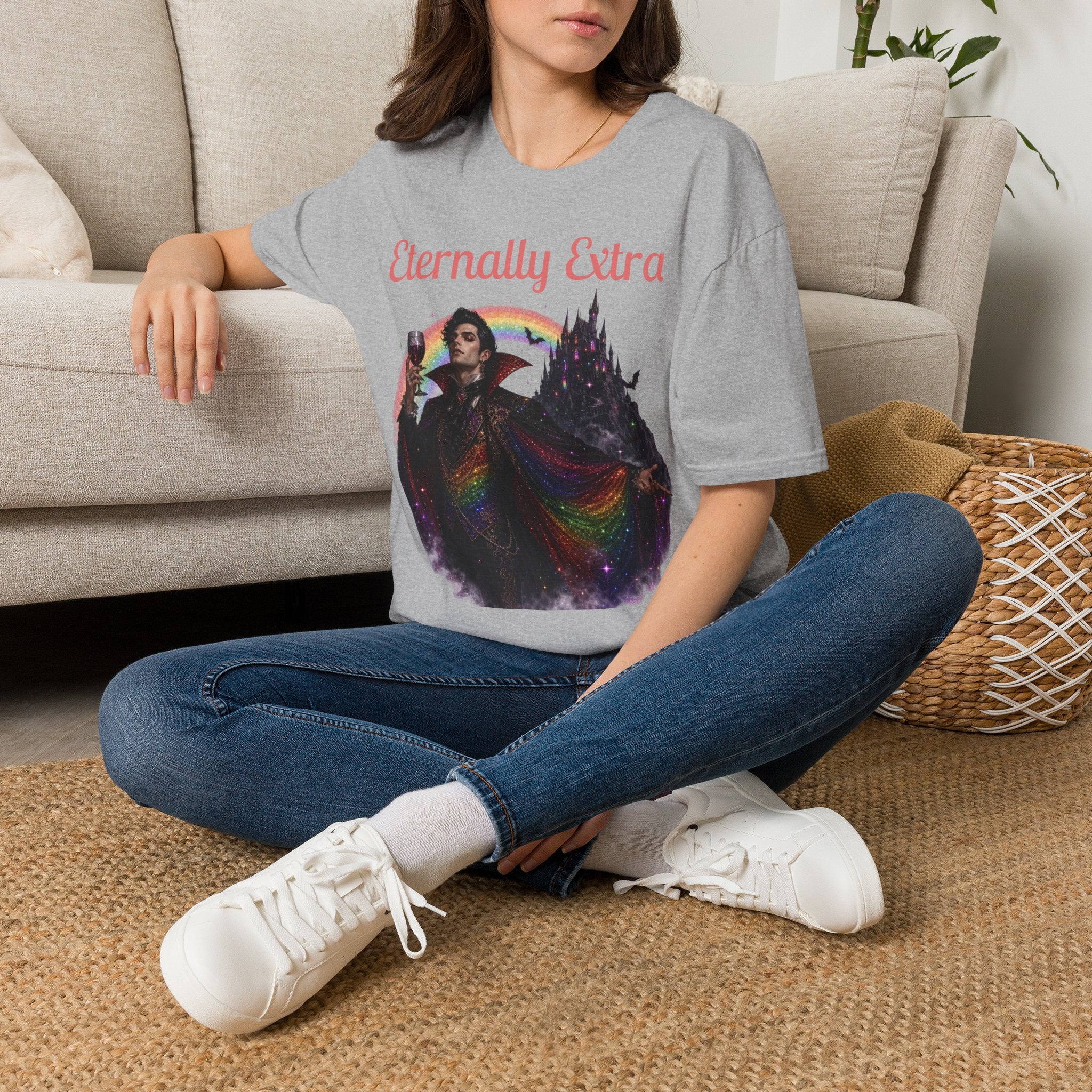 Eternally Extra T-Shirt — Gothic Rainbow Vampire Graphic Tee