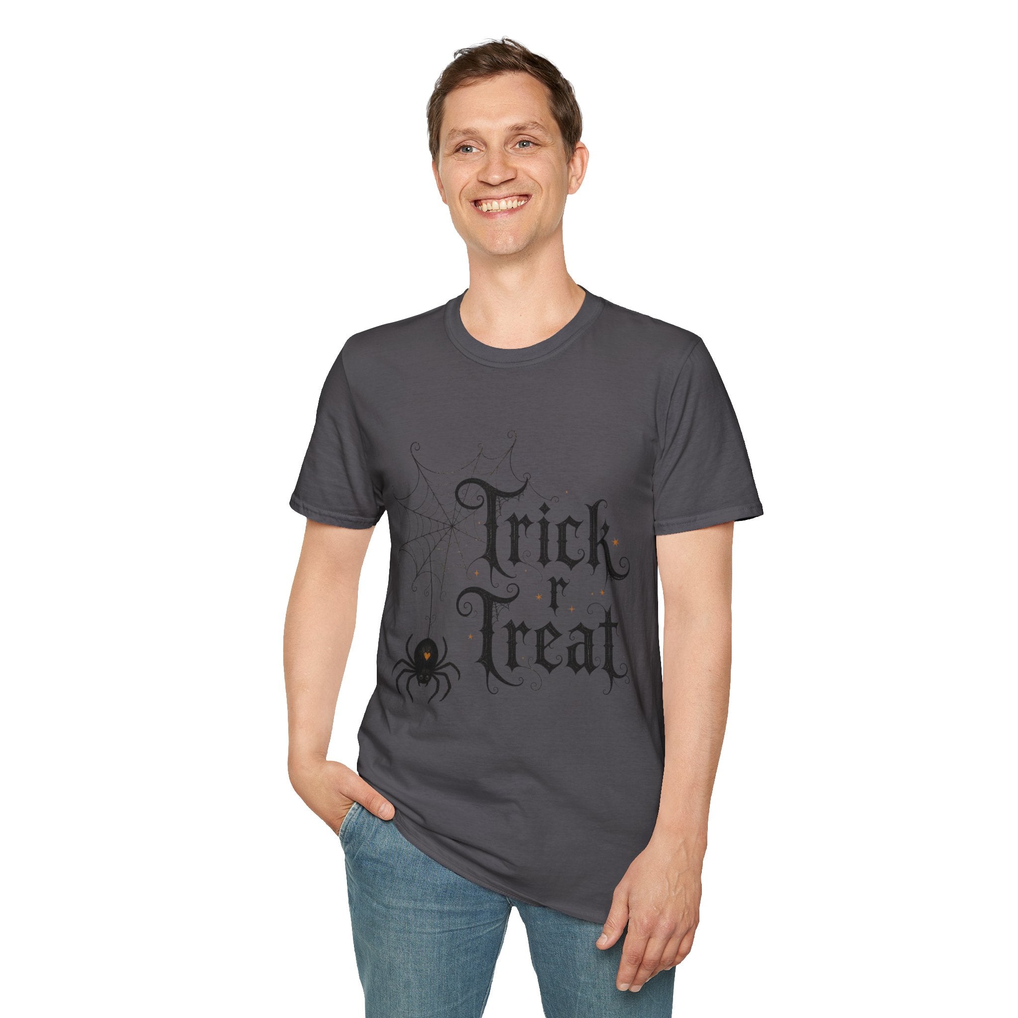 Trick r Treat Halloween T-Shirt — Gothic Spiderweb & Spider Tee