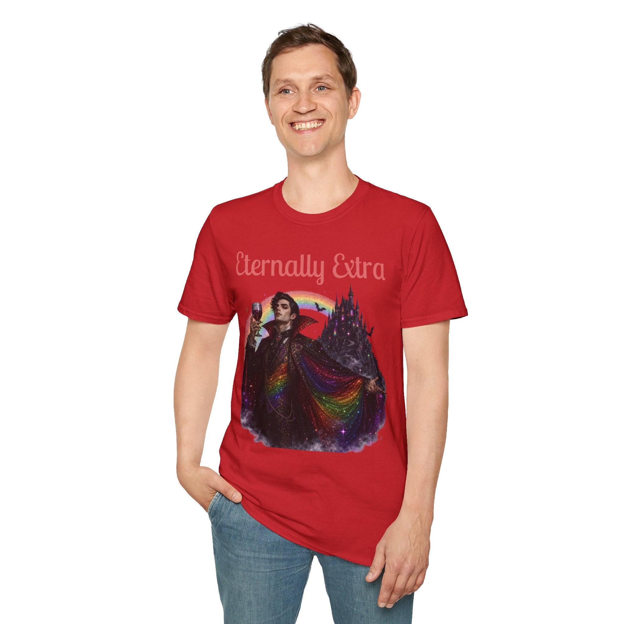 Eternally Extra T-Shirt — Gothic Rainbow Vampire Graphic Tee