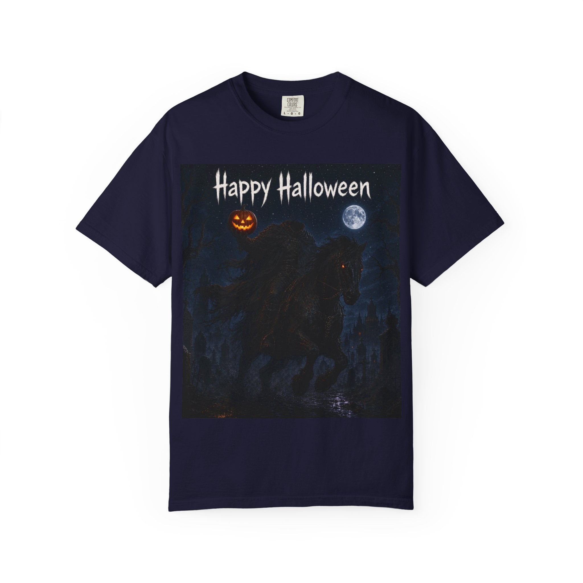 Halloween Night Horse T-Shirt – "Happy Halloween" Spooky Moon Pumpkin Tee