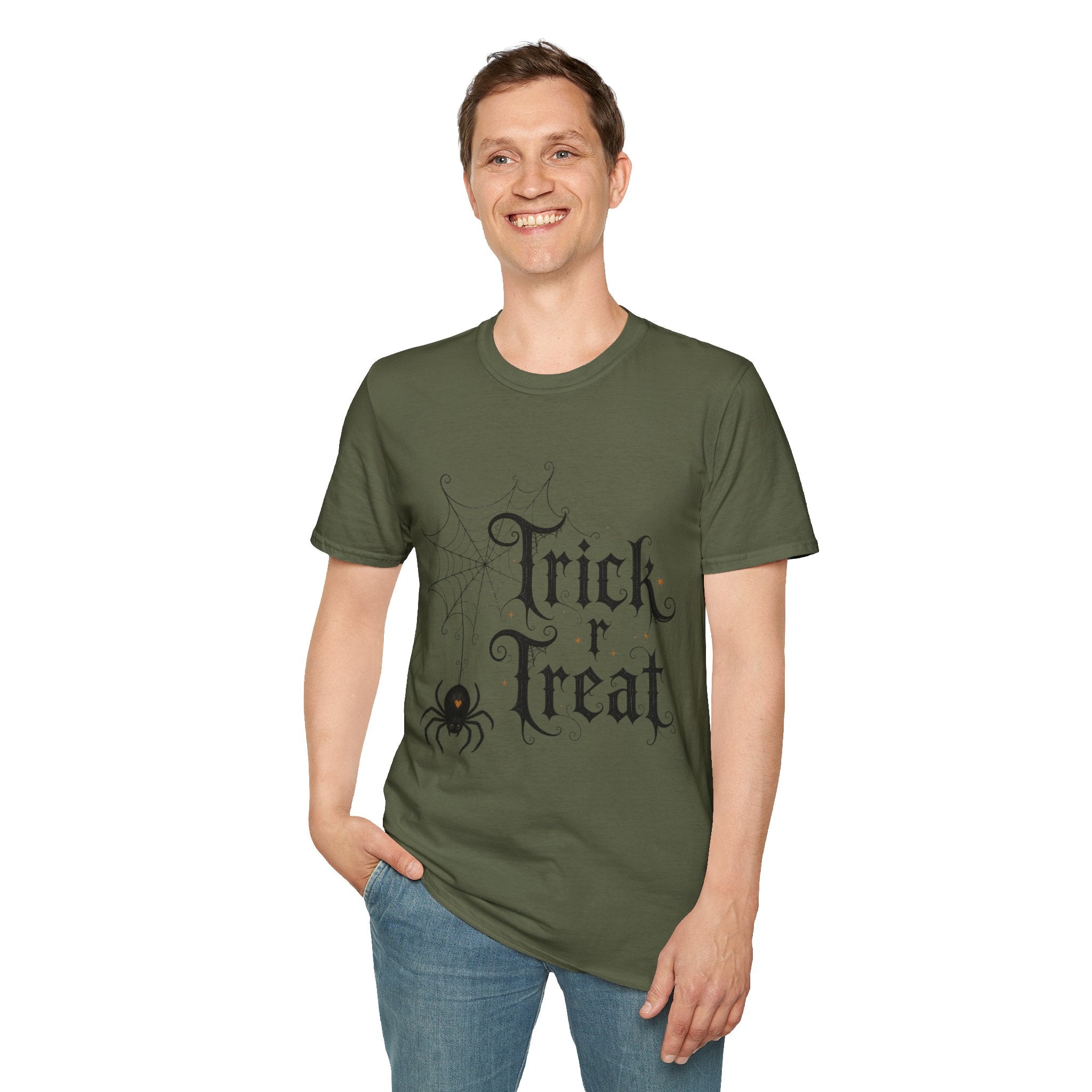 Trick r Treat Halloween T-Shirt — Gothic Spiderweb & Spider Tee