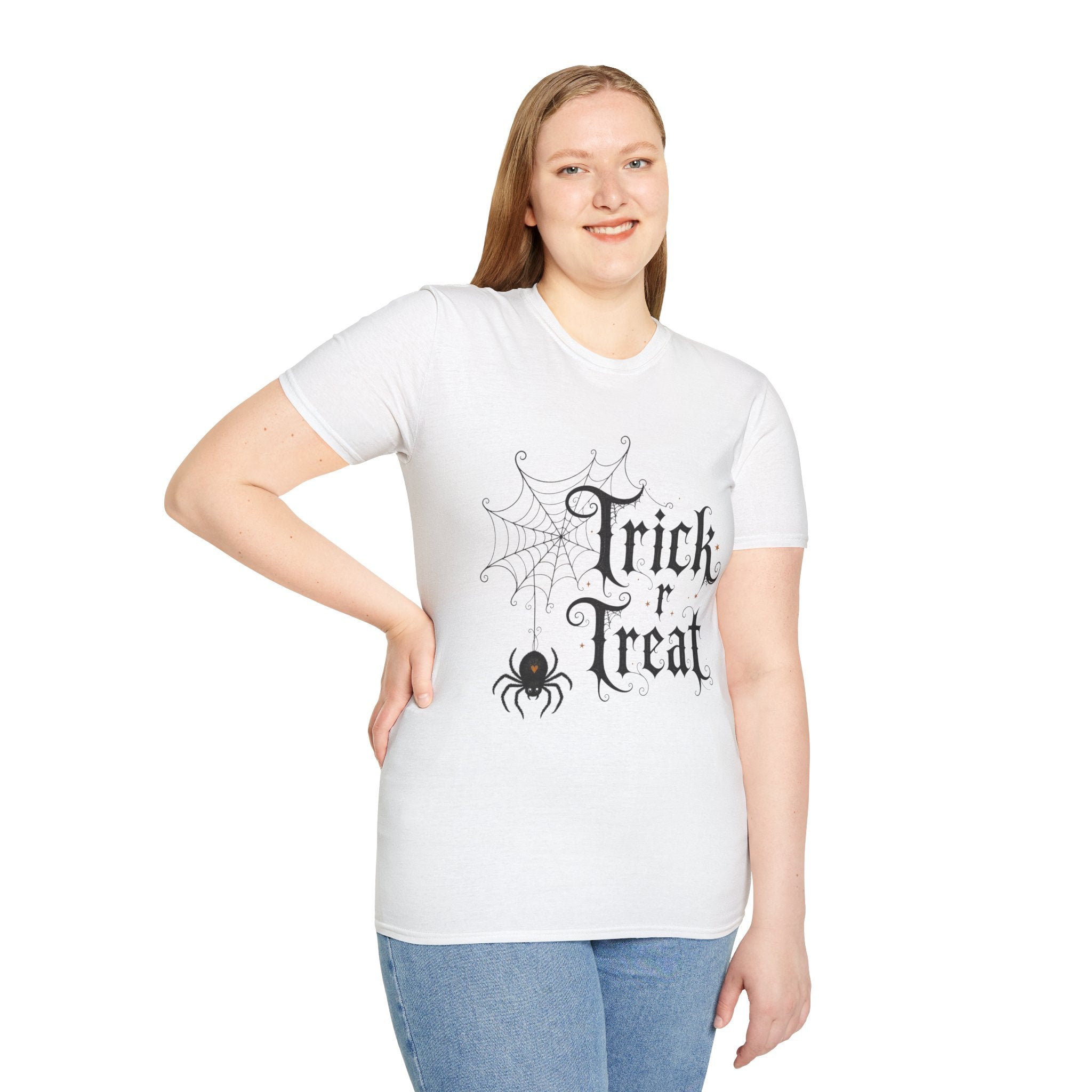 Trick r Treat Halloween T-Shirt — Gothic Spiderweb & Spider Tee
