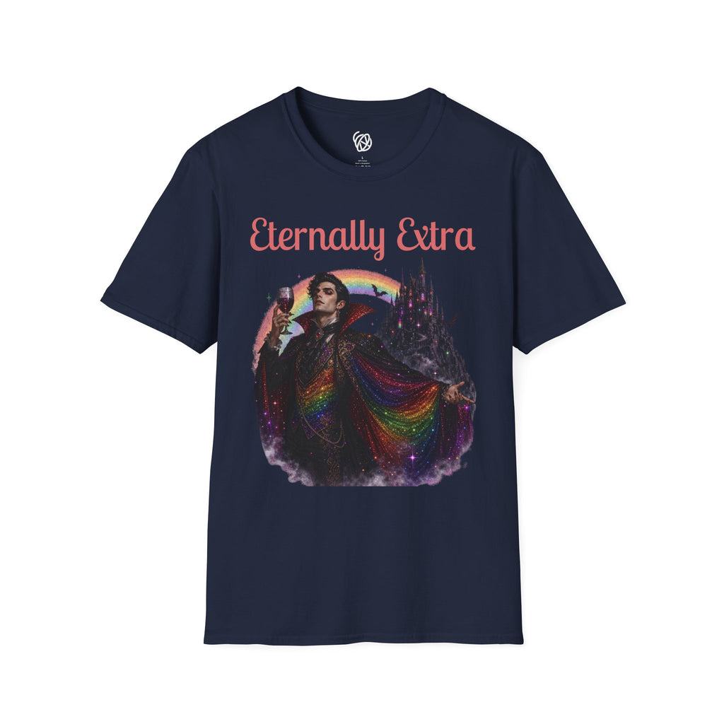 Eternally Extra T-Shirt — Gothic Rainbow Vampire Graphic Tee