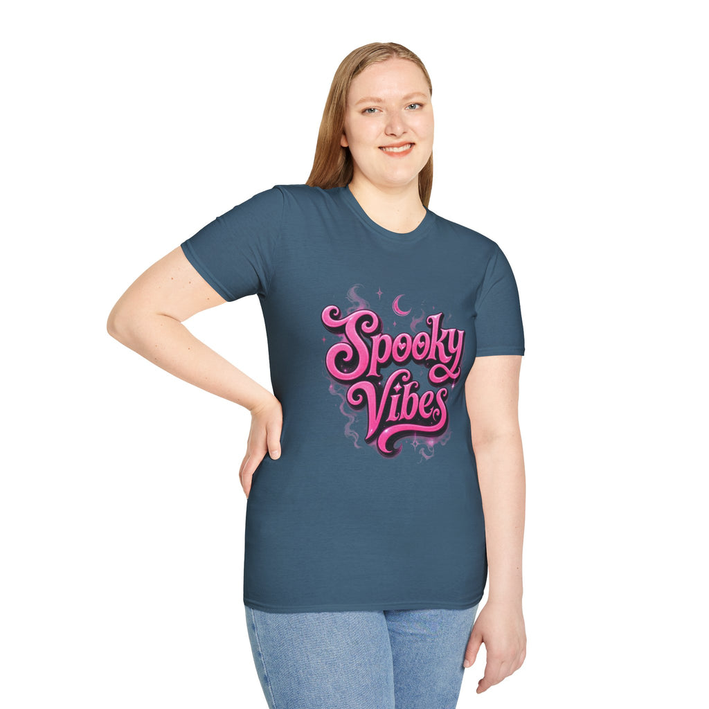 Spooky Vibes T-Shirt — Pink Retro Halloween Graphic Tee