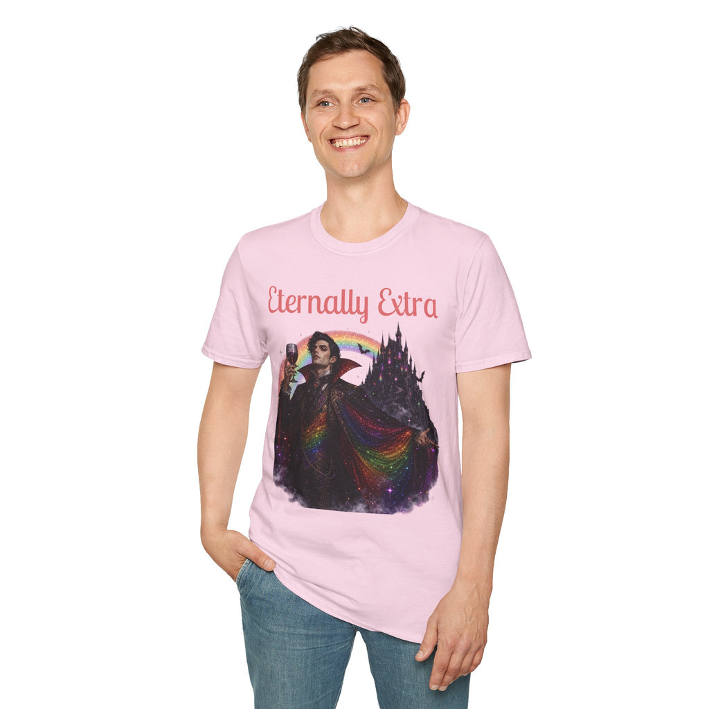 Eternally Extra T-Shirt — Gothic Rainbow Vampire Graphic Tee