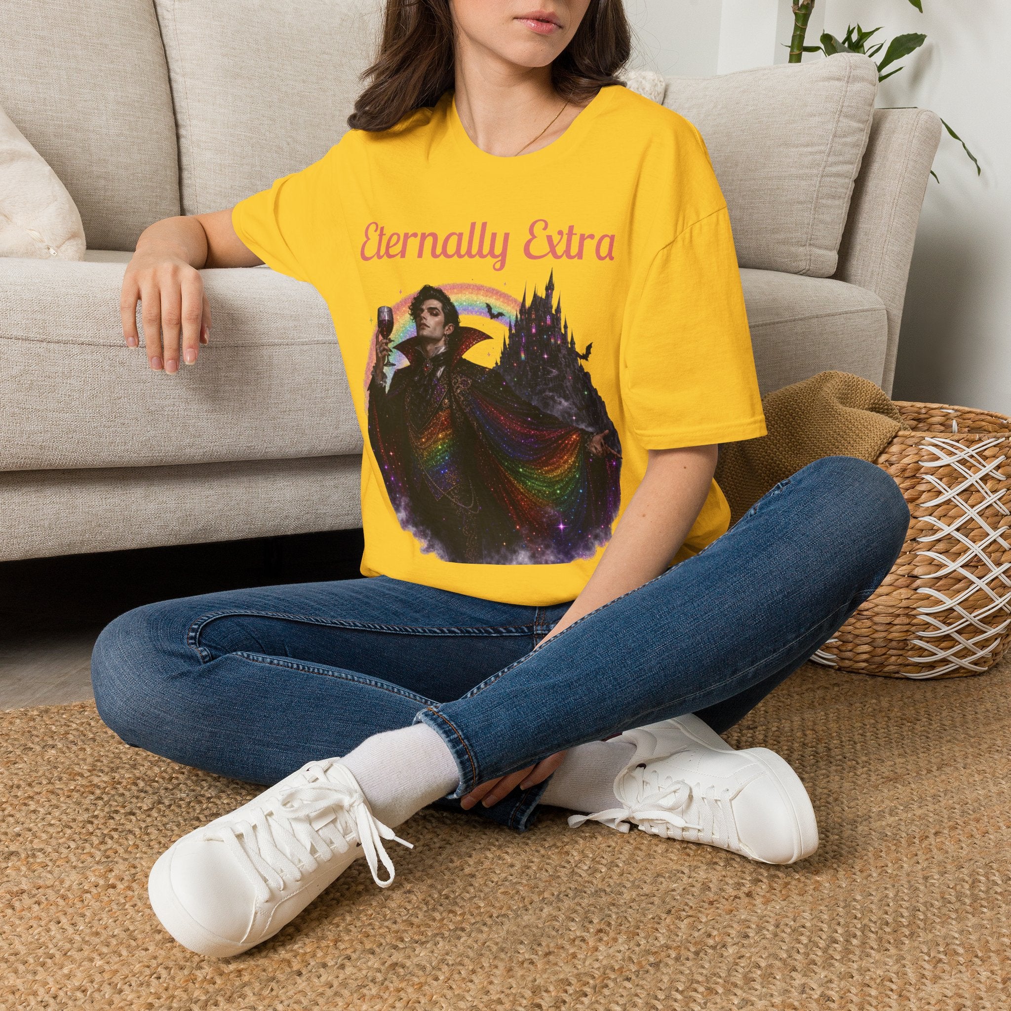 Eternally Extra T-Shirt — Gothic Rainbow Vampire Graphic Tee
