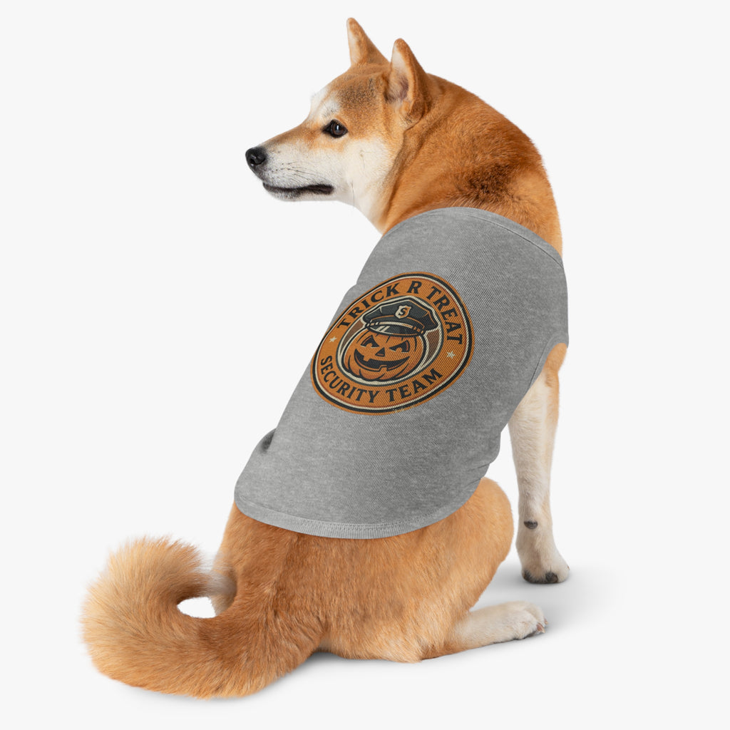 Pet Tank Top — "Trick R Treat Security Team" Halloween Pumpkin Dog Shirt