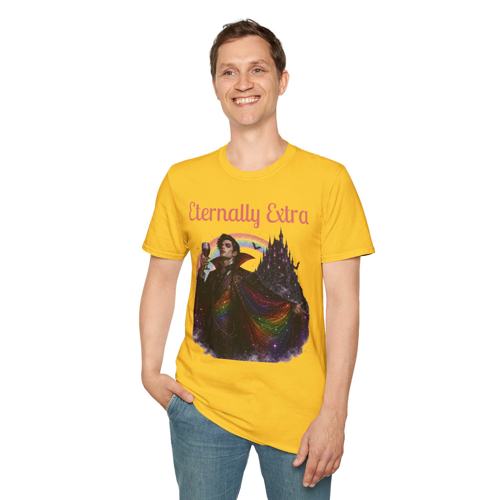 Eternally Extra T-Shirt — Gothic Rainbow Vampire Graphic Tee