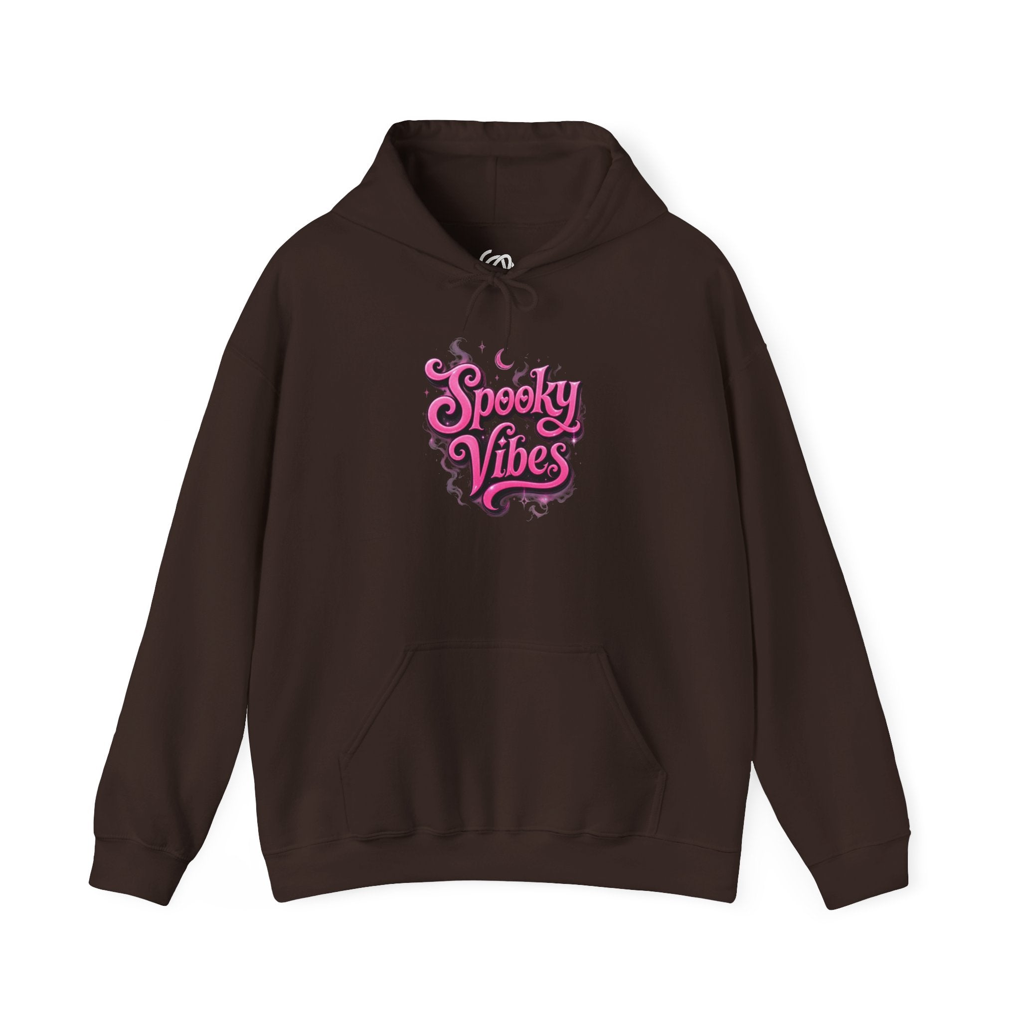 Spooky Vibes Hoodie — Retro Pink Halloween Graphic Sweatshirt