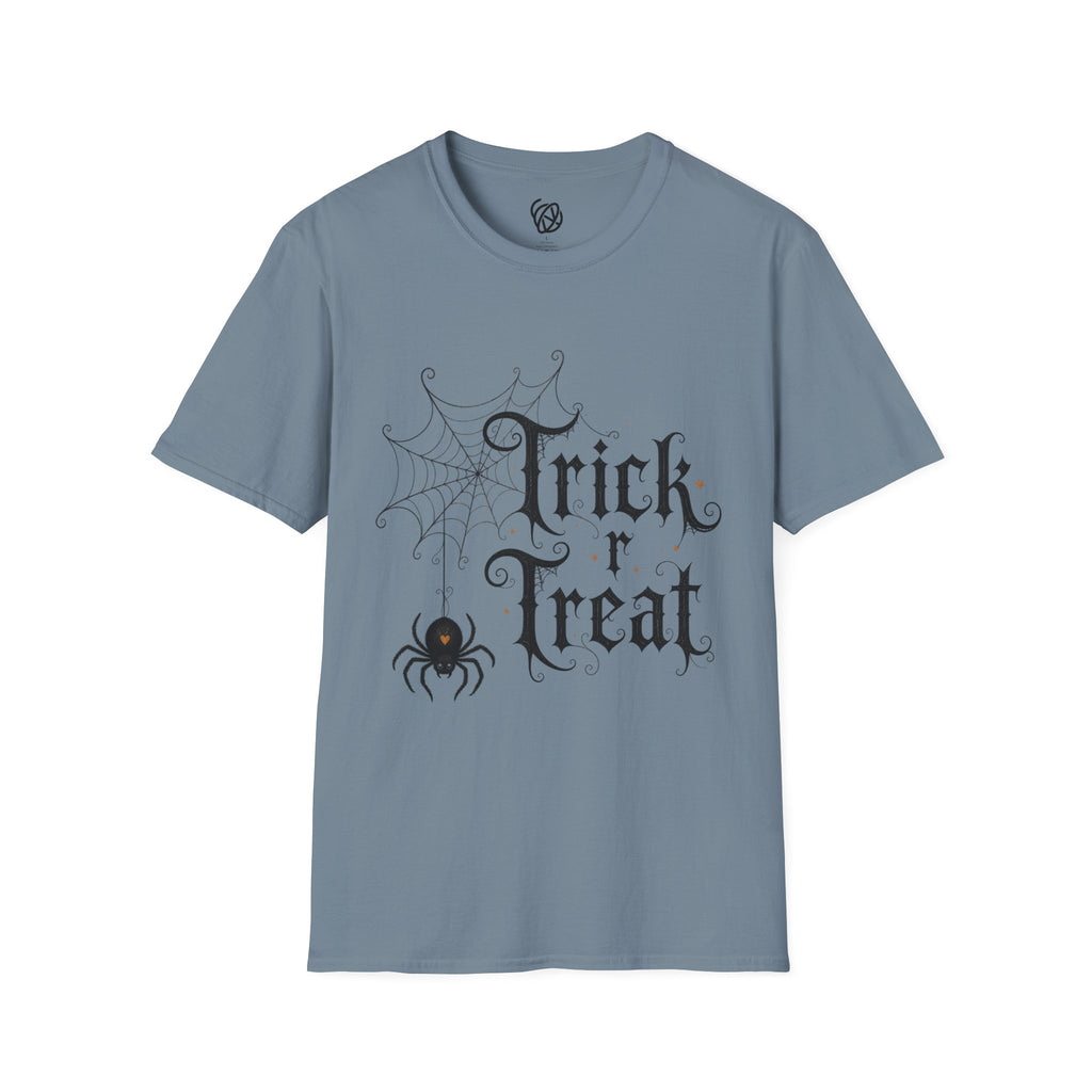 Trick r Treat Halloween T-Shirt — Gothic Spiderweb & Spider Tee