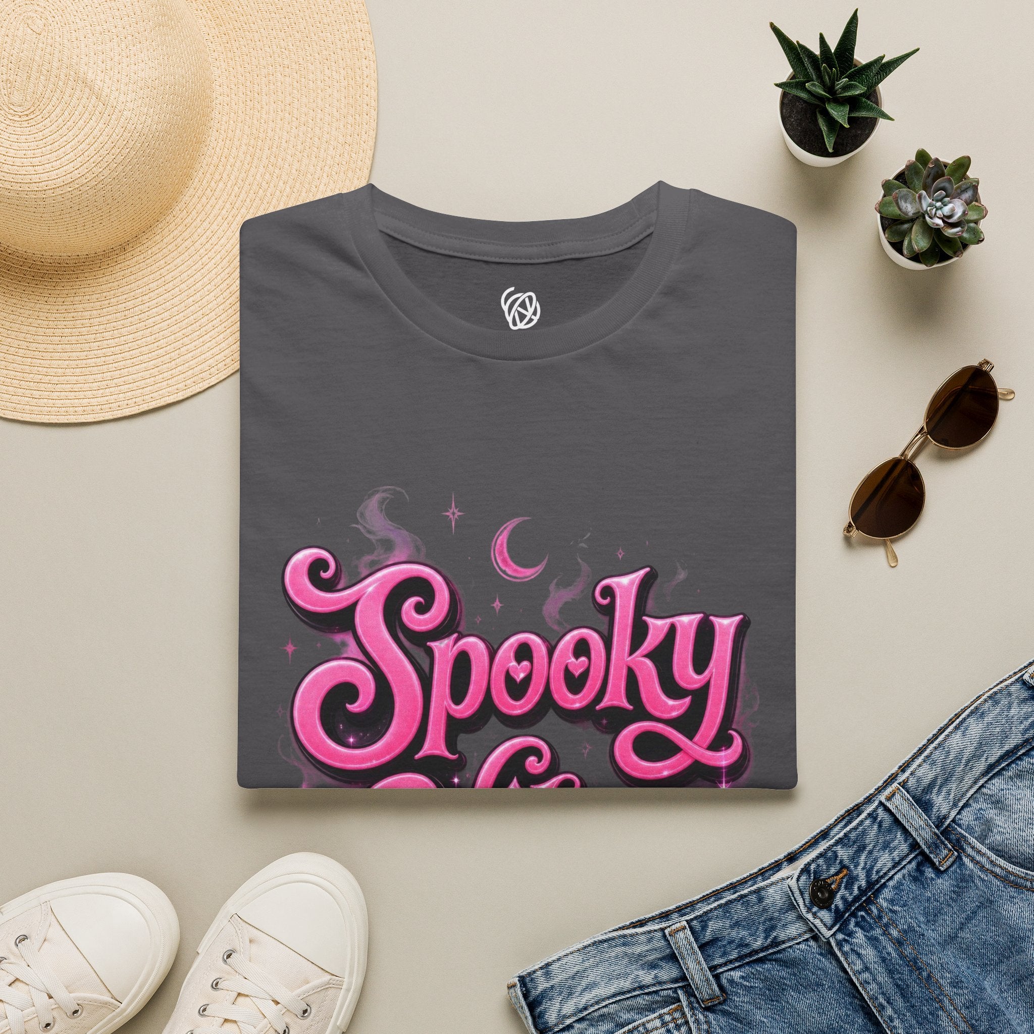 Spooky Vibes T-Shirt — Pink Retro Halloween Graphic Tee
