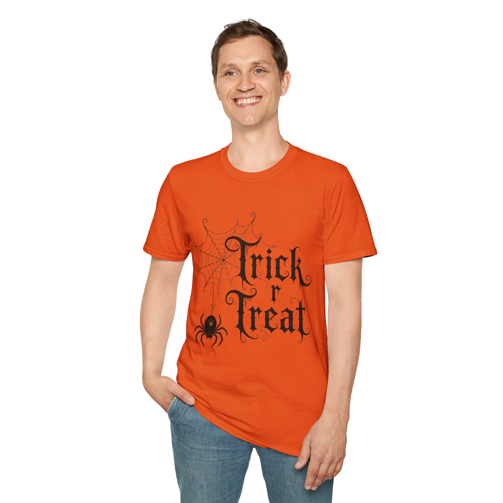 Trick r Treat Halloween T-Shirt — Gothic Spiderweb & Spider Tee